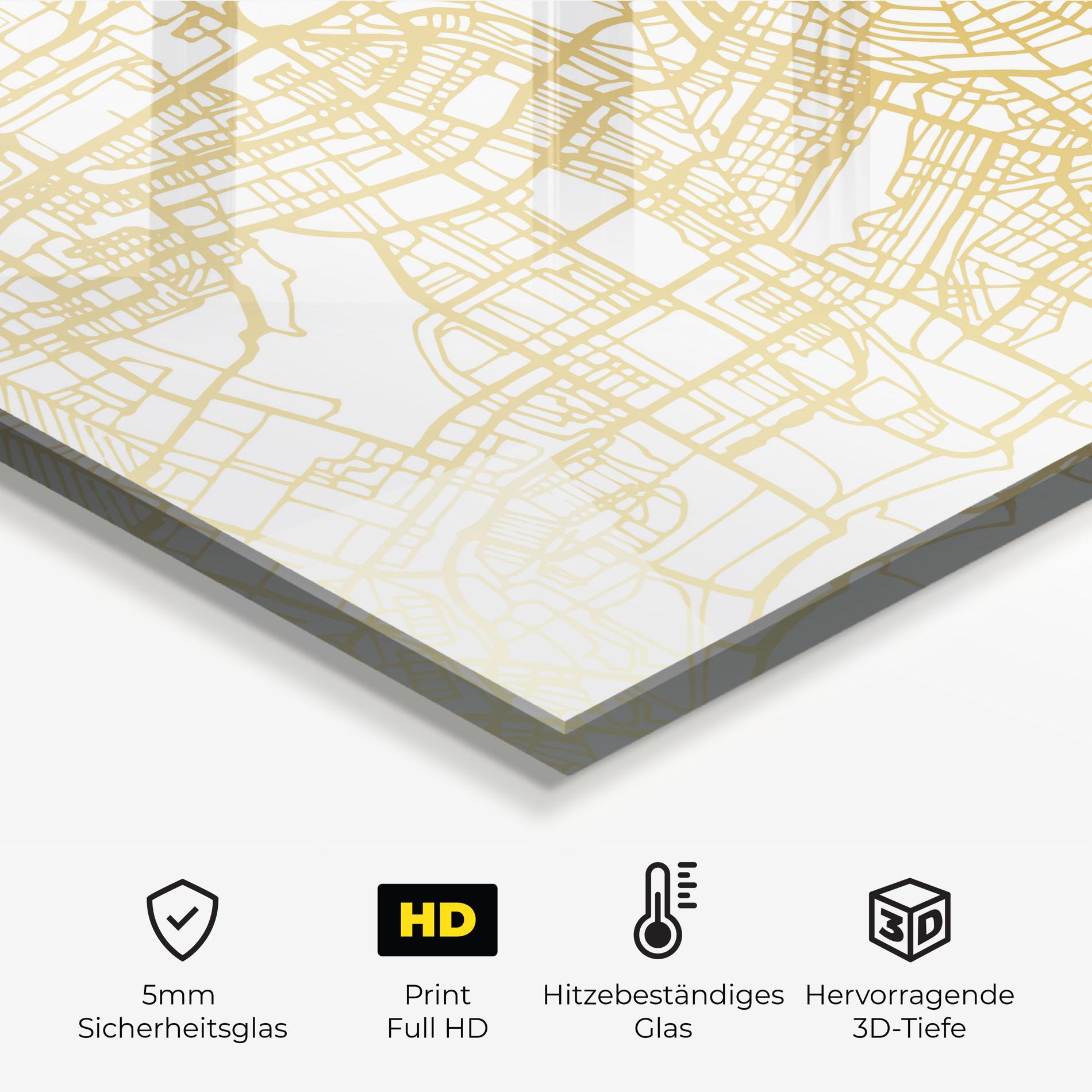 Küchenrückwand Glas Amsterdam Gold Map mockup 2