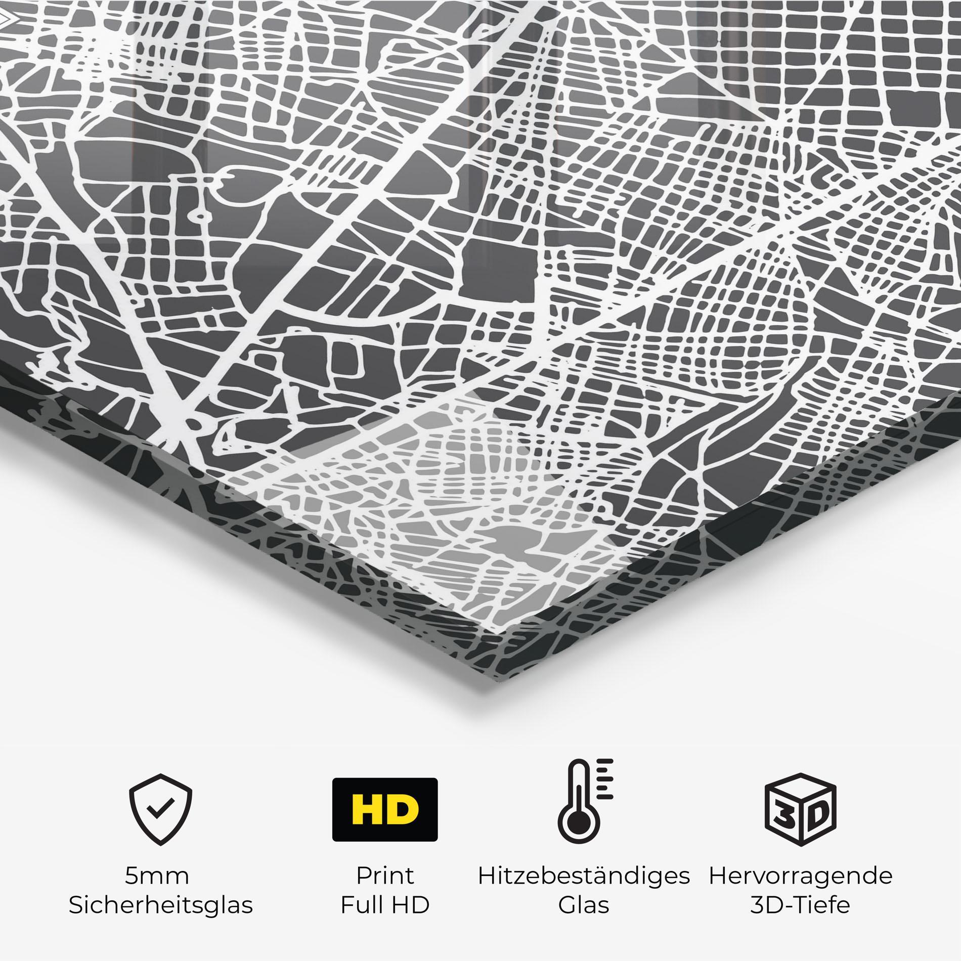 Küchenrückwand Glas Barcelona Map mockup 2