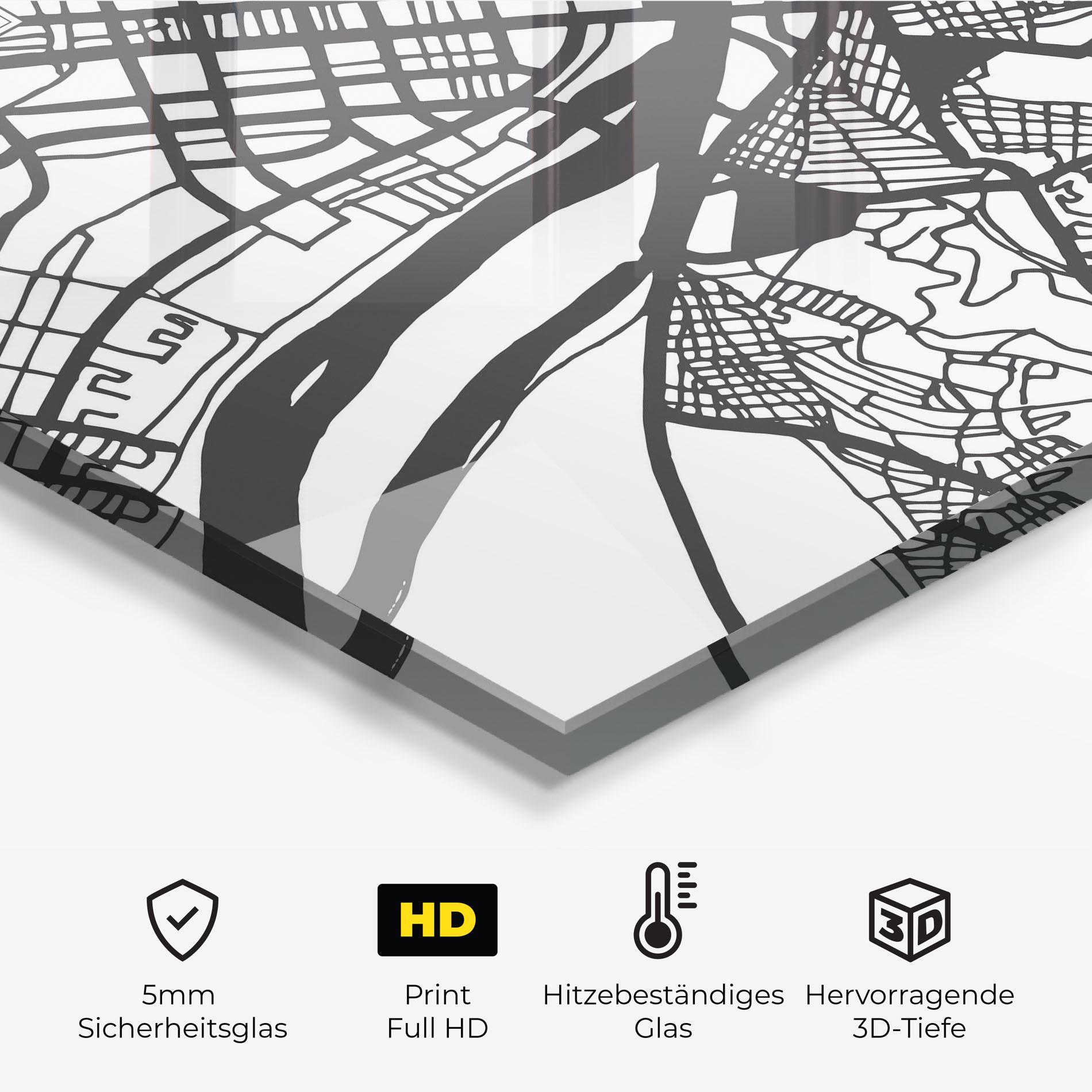 Küchenrückwand Glas Belgrade Map mockup 2