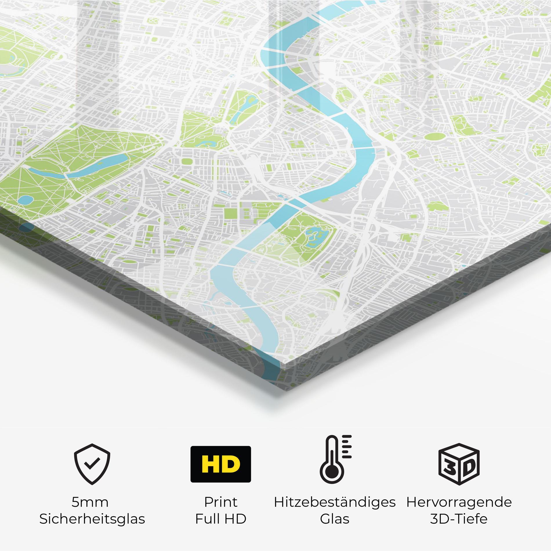 Küchenrückwand Glas City Color Map mockup 2