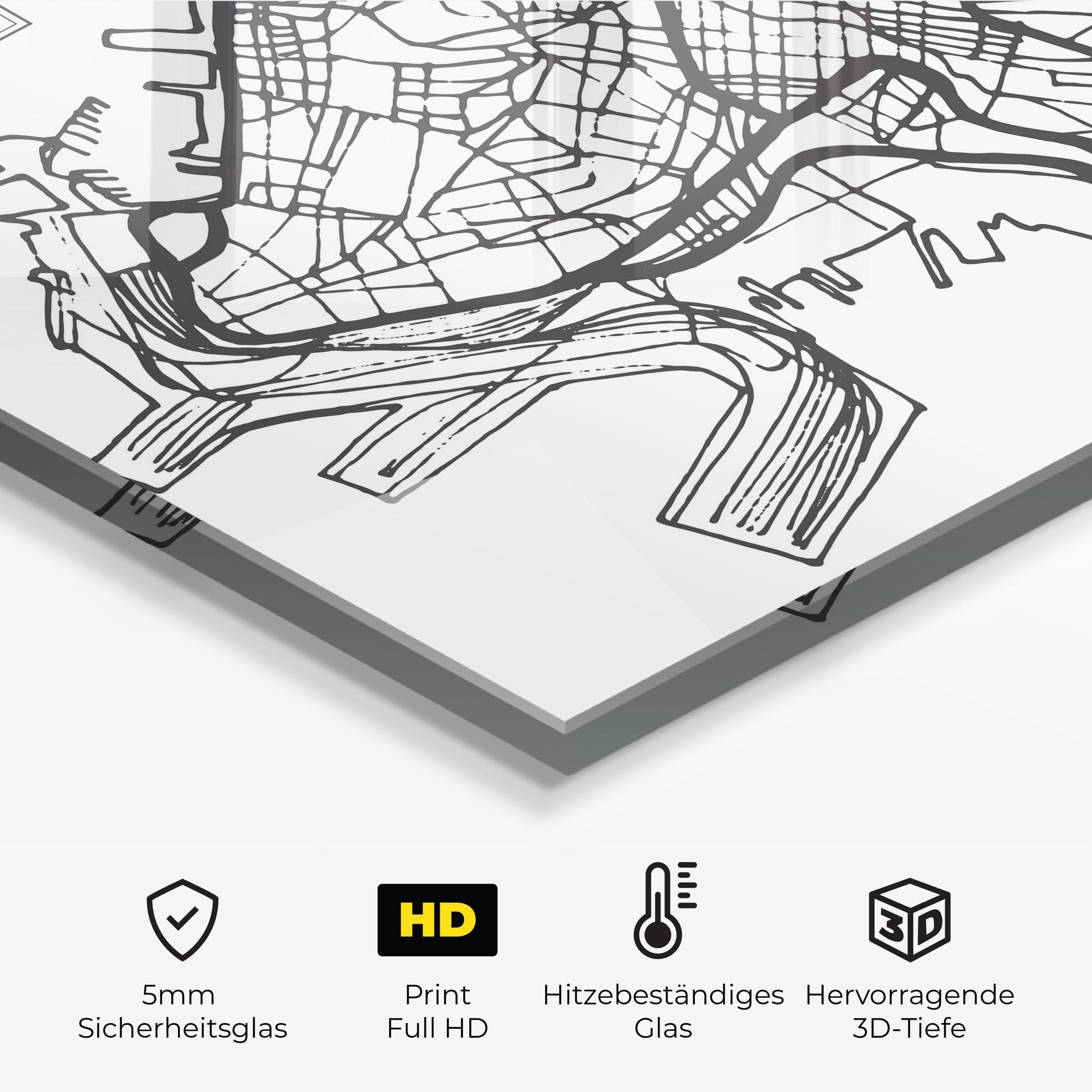 Küchenrückwand Glas Trieste Map mockup 2