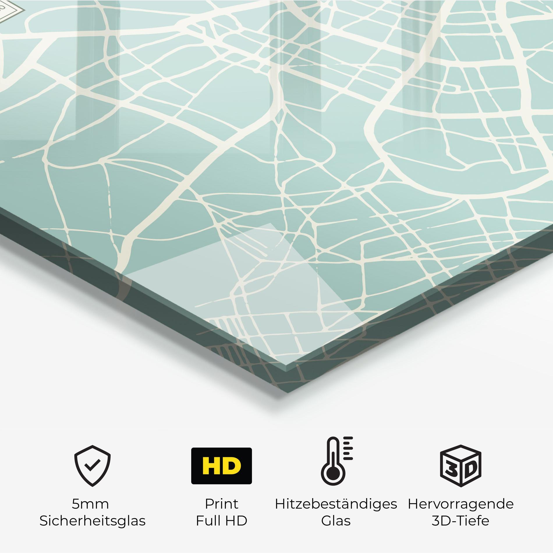 Küchenrückwand Glas Zaragoza Map mockup 2