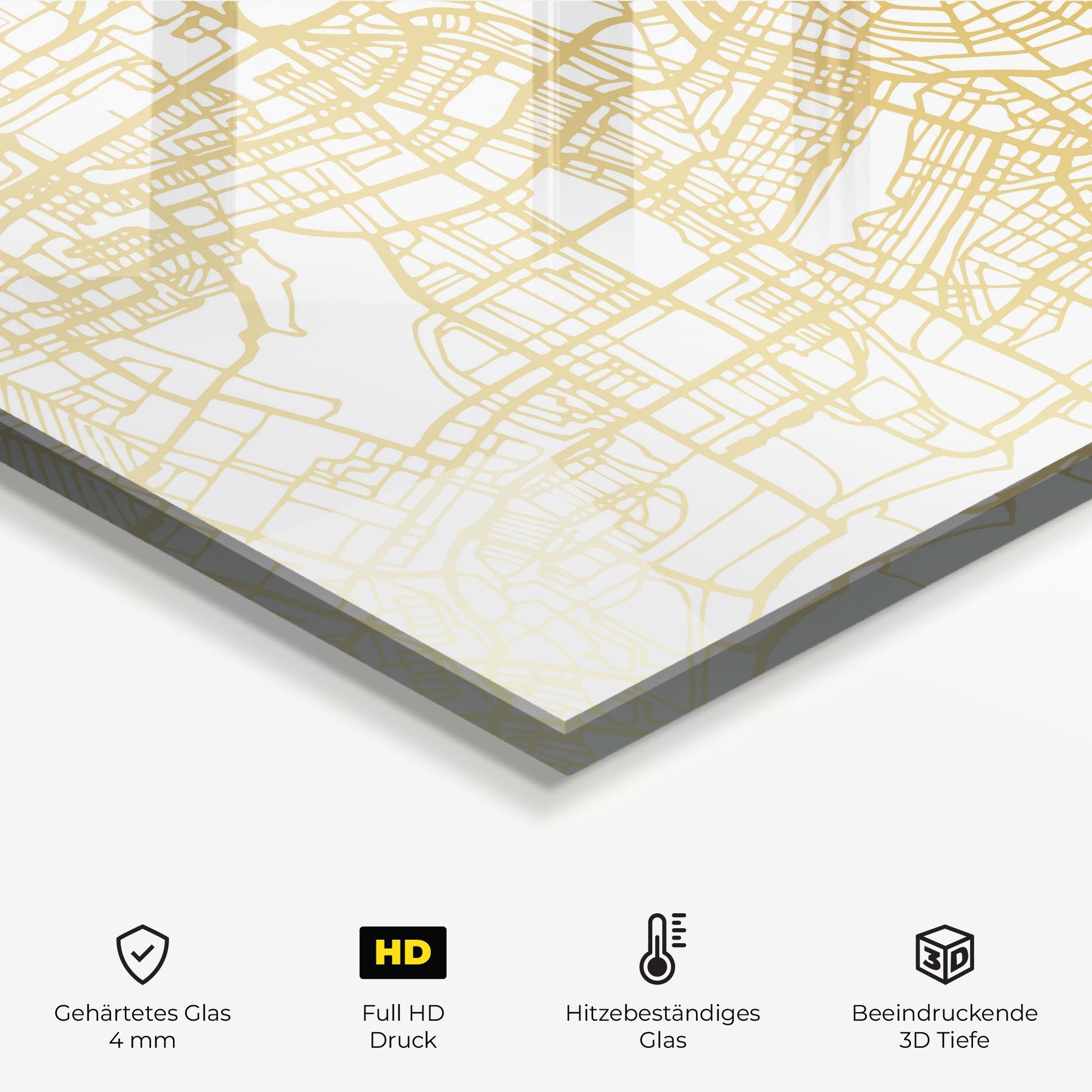 Küchenrückwand Glas Amsterdam Gold Map mockup 2