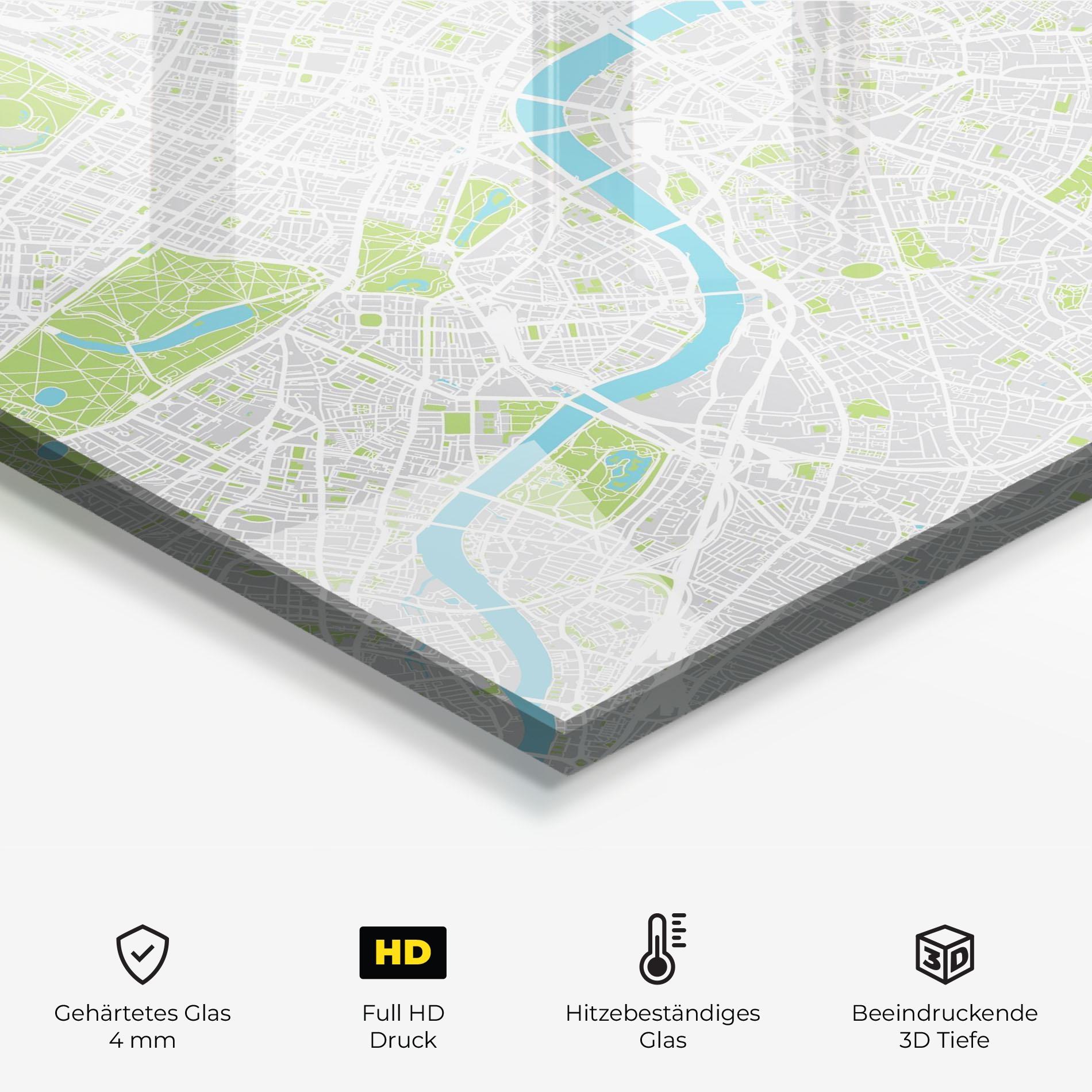 Küchenrückwand Glas City Color Map mockup 2