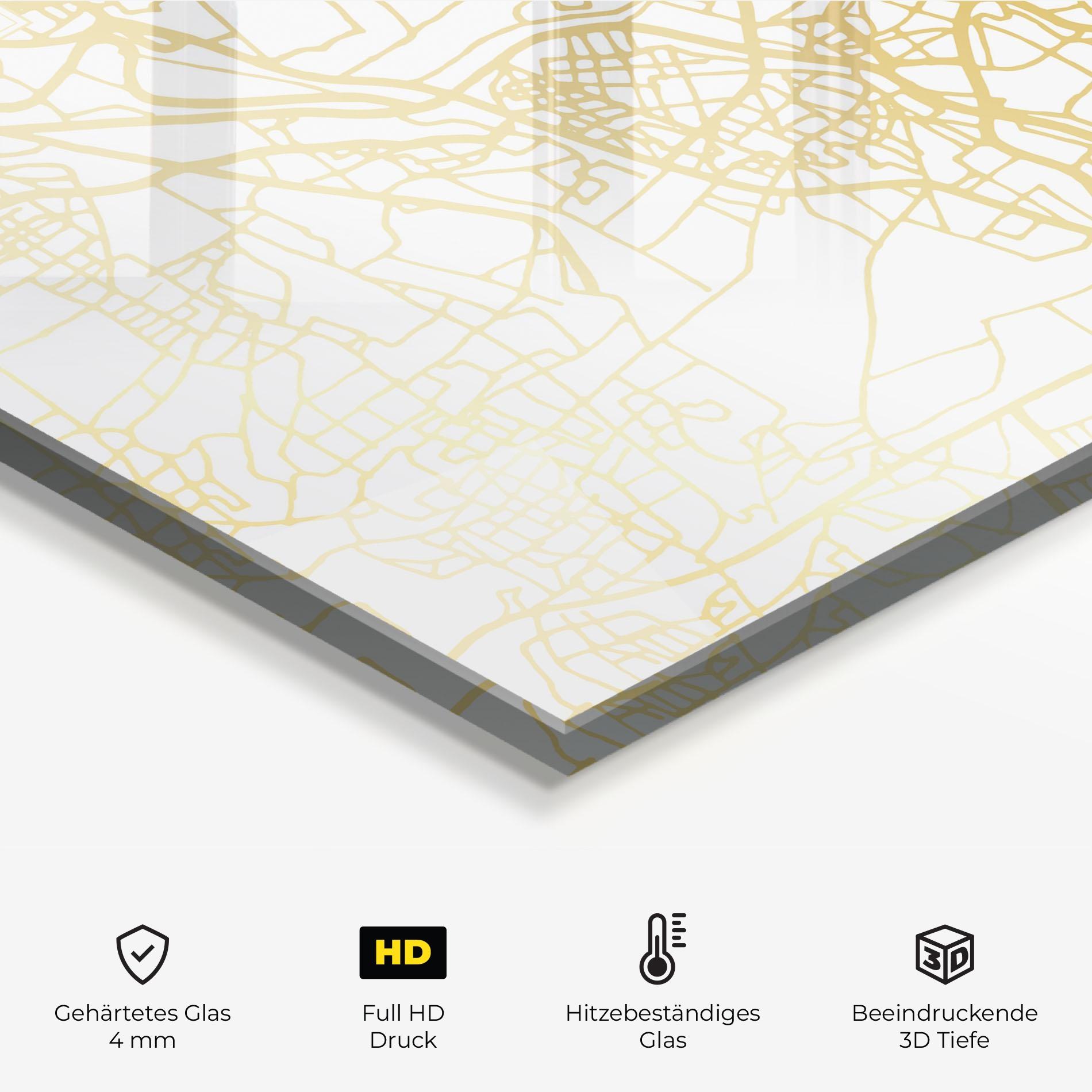 Küchenrückwand Glas Hanover Gold Map mockup 2