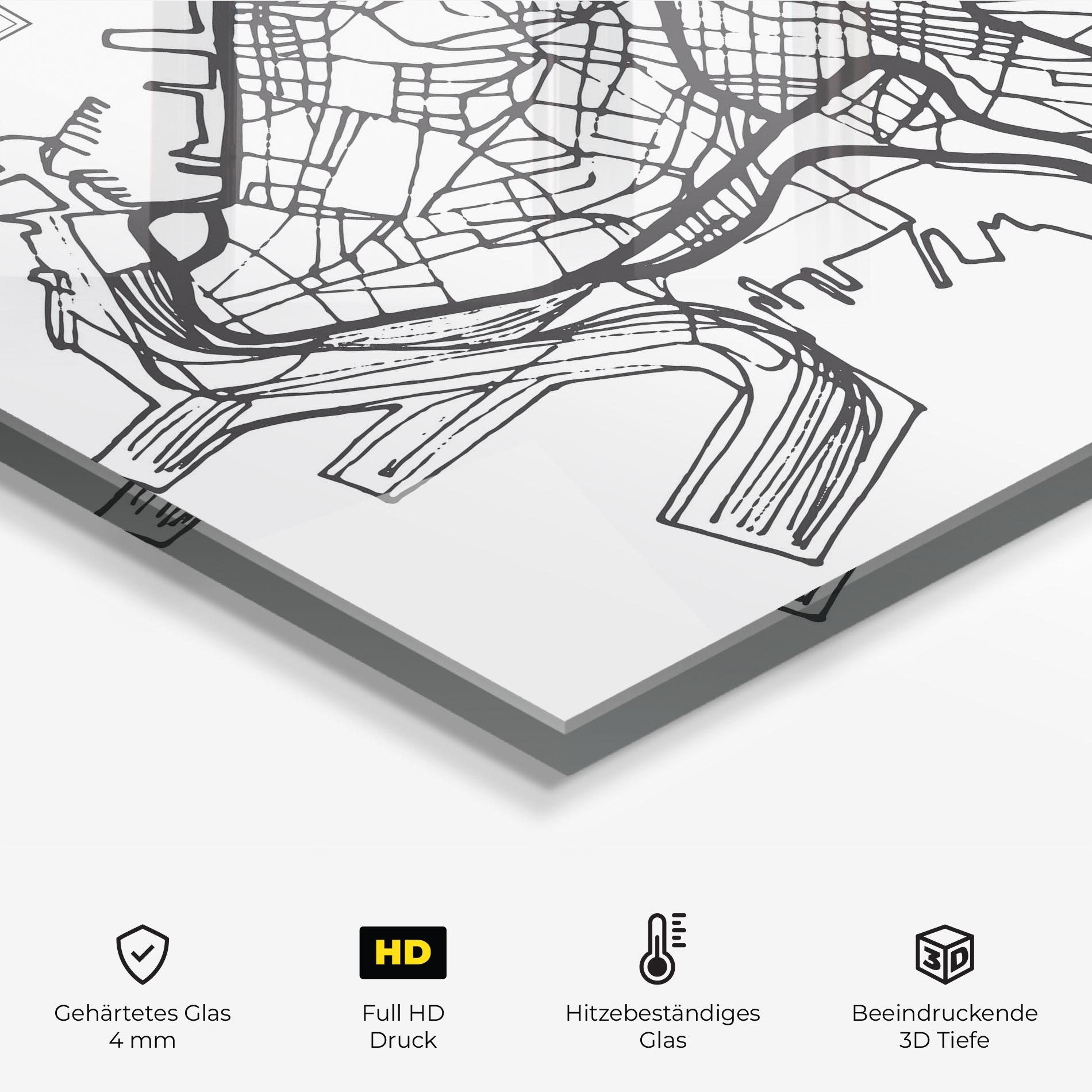 Küchenrückwand Glas Trieste Map mockup 2