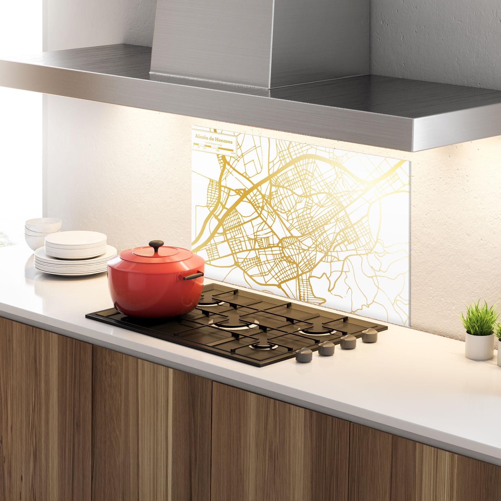 Küchenrückwand Glas Alcala De Henares Map mockup 4