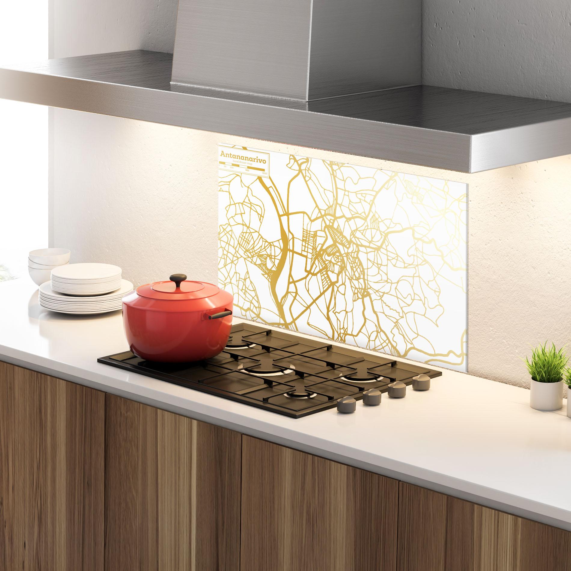 Küchenrückwand Glas Antananarivo Map mockup 4