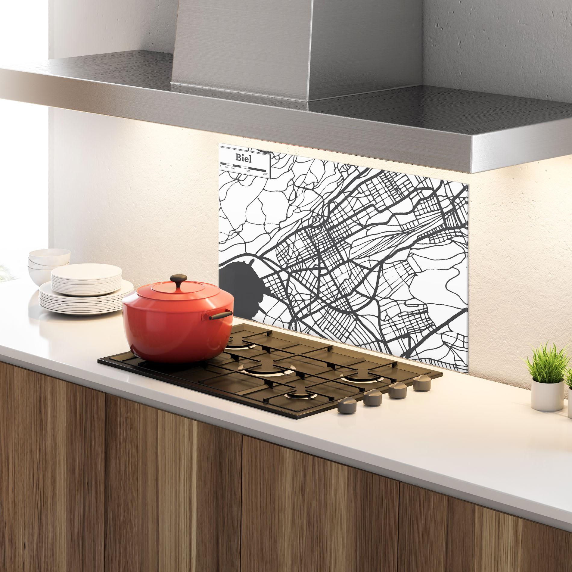 Küchenrückwand Glas Biel Map mockup 4