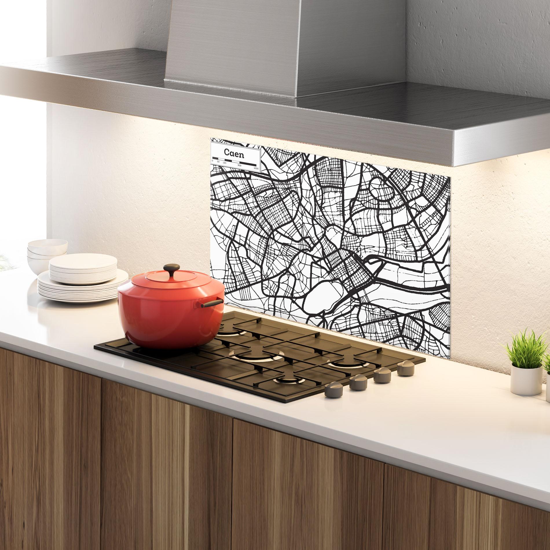 Küchenrückwand Glas Caen Map mockup 4