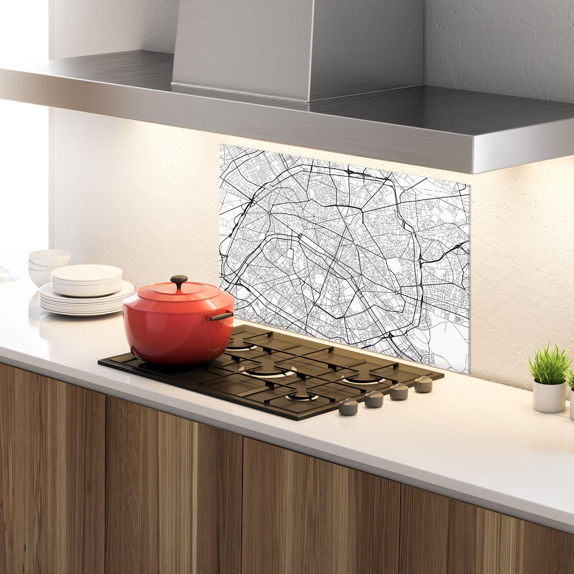 Küchenrückwand Glas City Black Line mockup 4