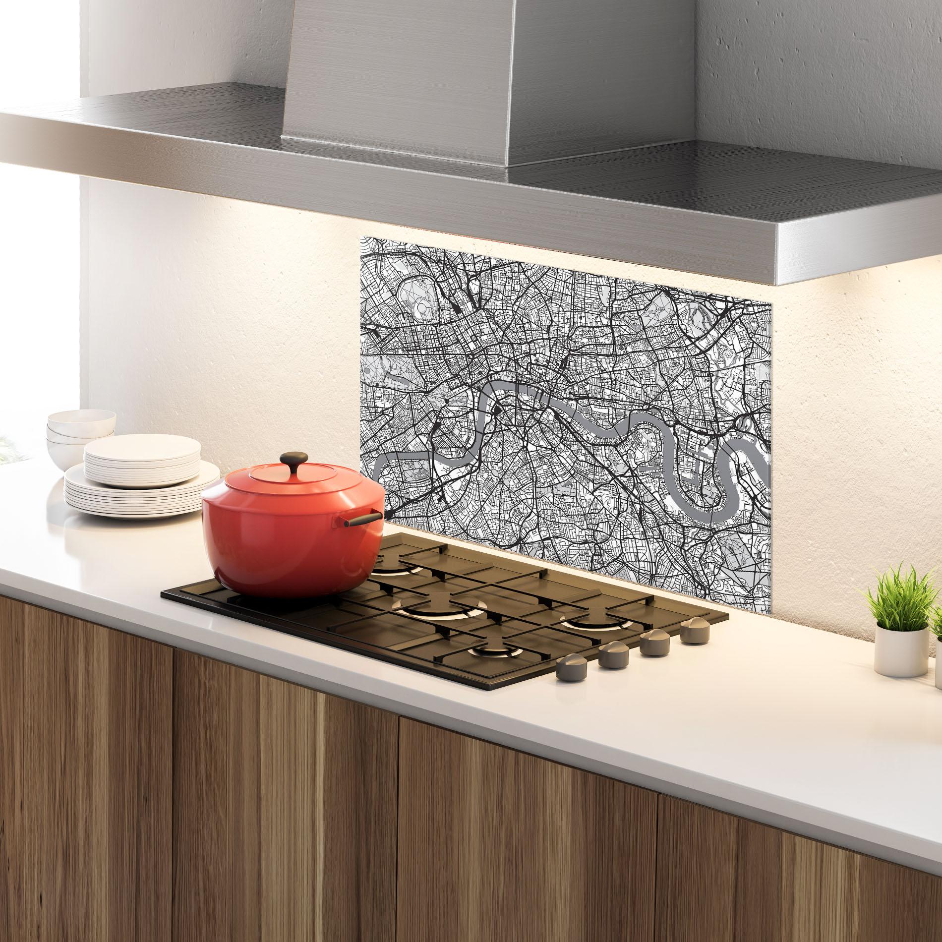 Küchenrückwand Glas City Map mockup 4