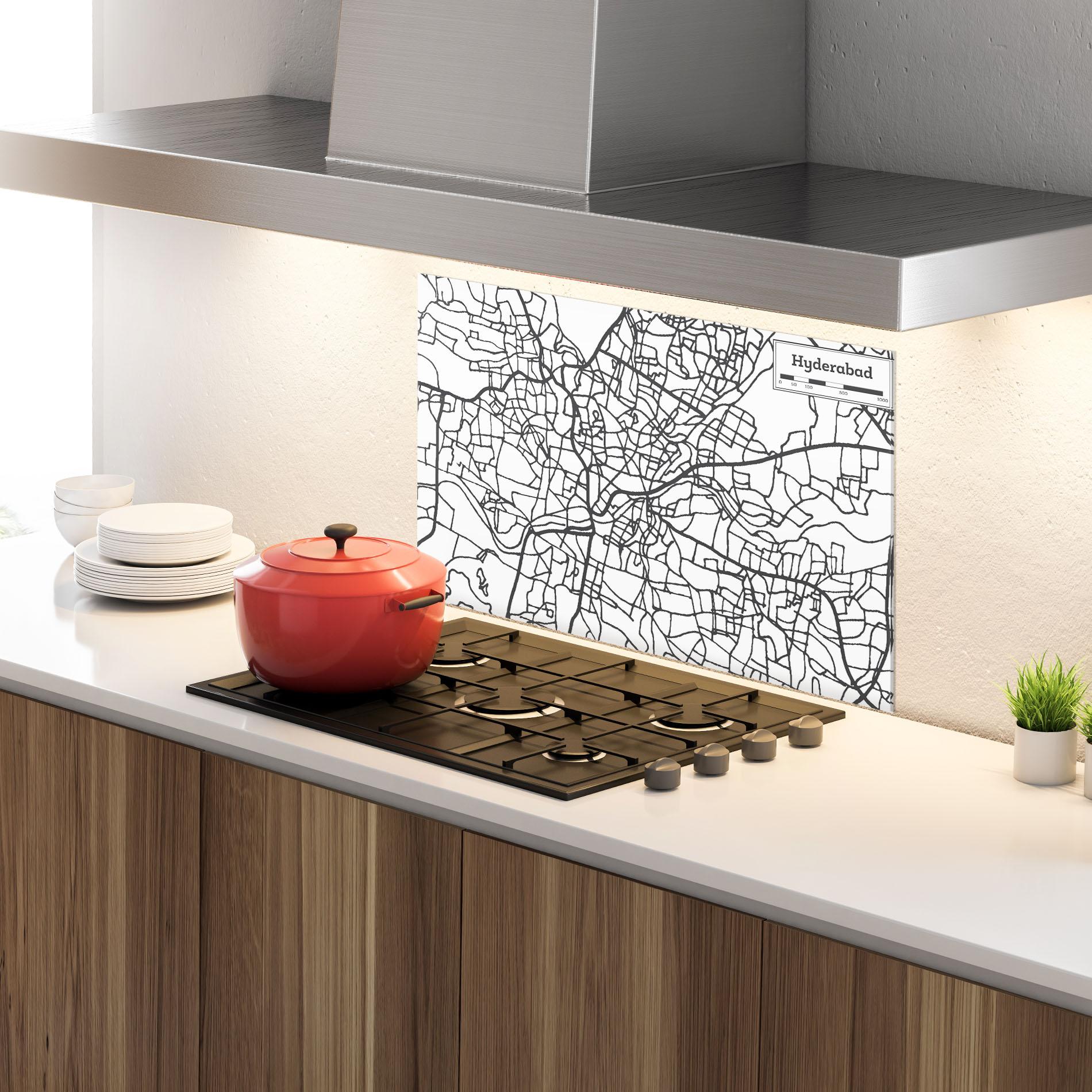 Küchenrückwand Glas Hyderabad Map mockup 4
