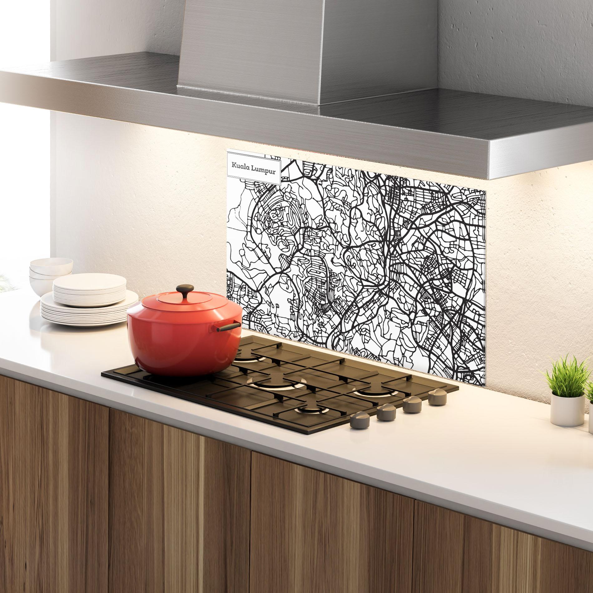 Küchenrückwand Glas Kuala Lumpur Map mockup 4
