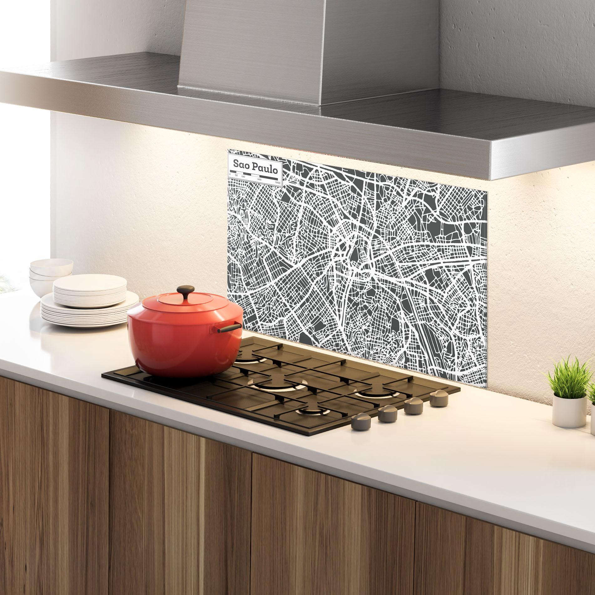 Küchenrückwand Glas Sao Paulo Map mockup 4