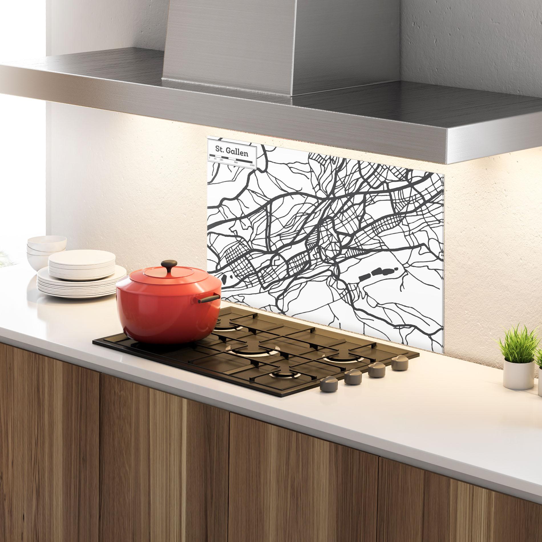 Küchenrückwand Glas St Gallen Map mockup 4