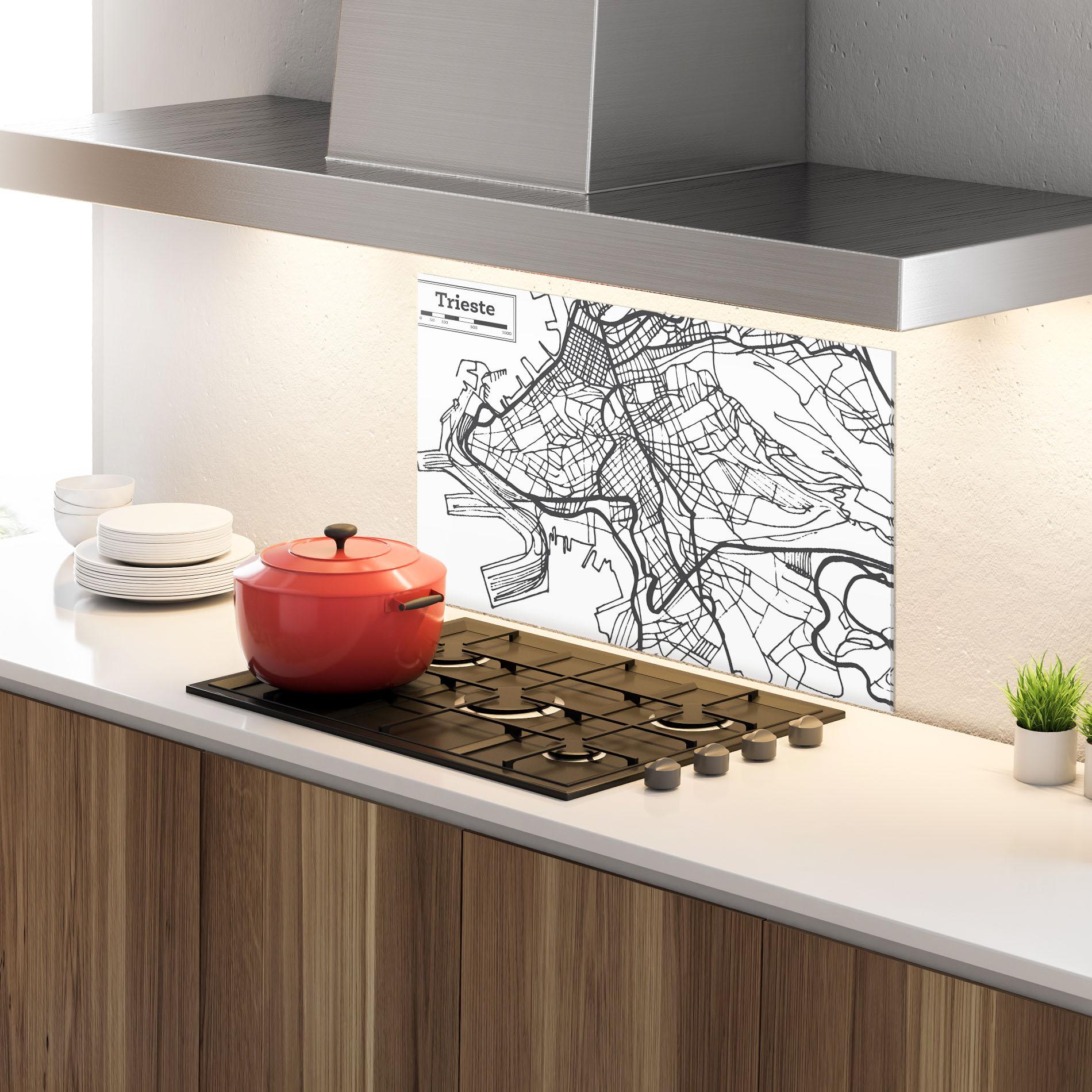 Küchenrückwand Glas Trieste Map mockup 4