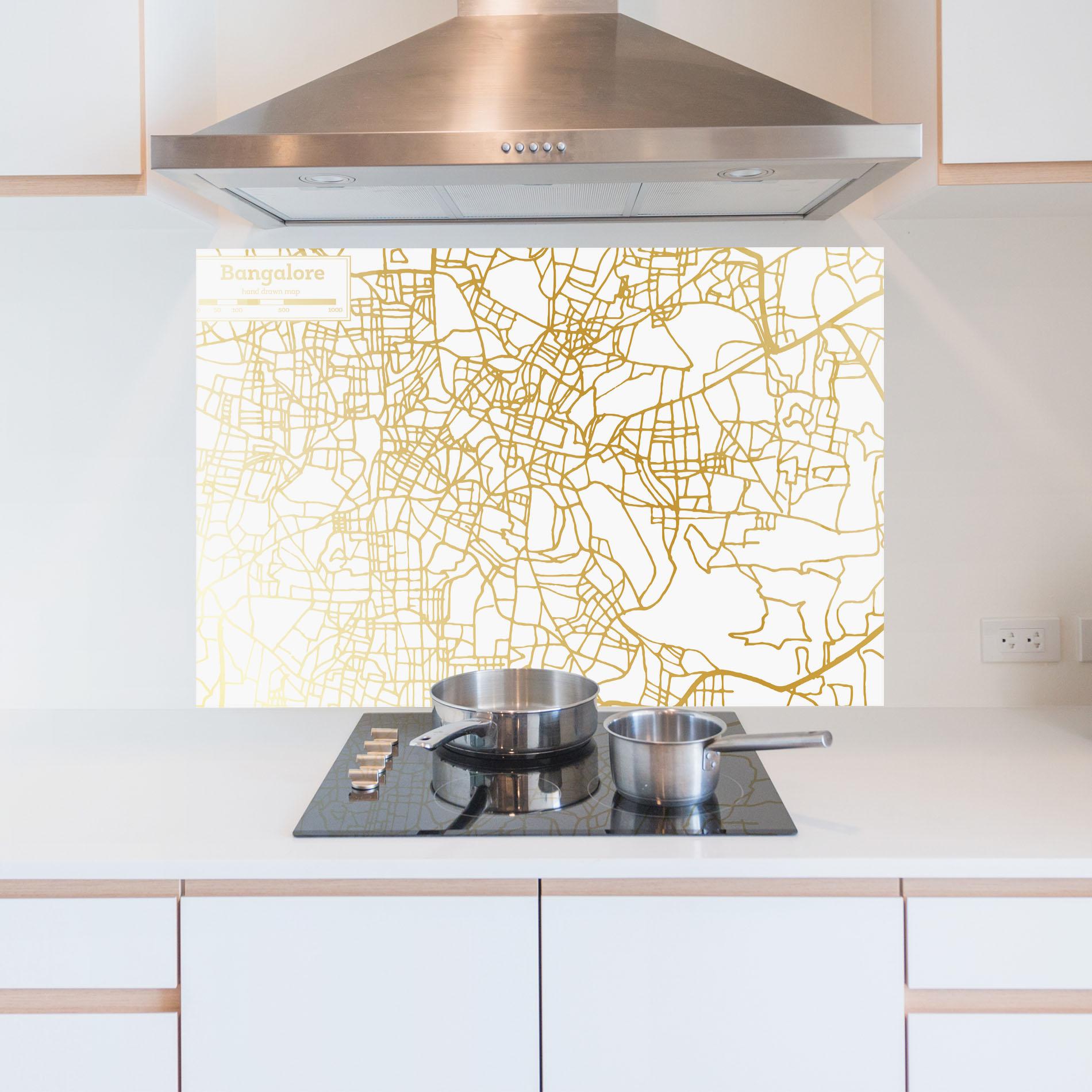 Küchenrückwand Glas Bangalore Map mockup 5