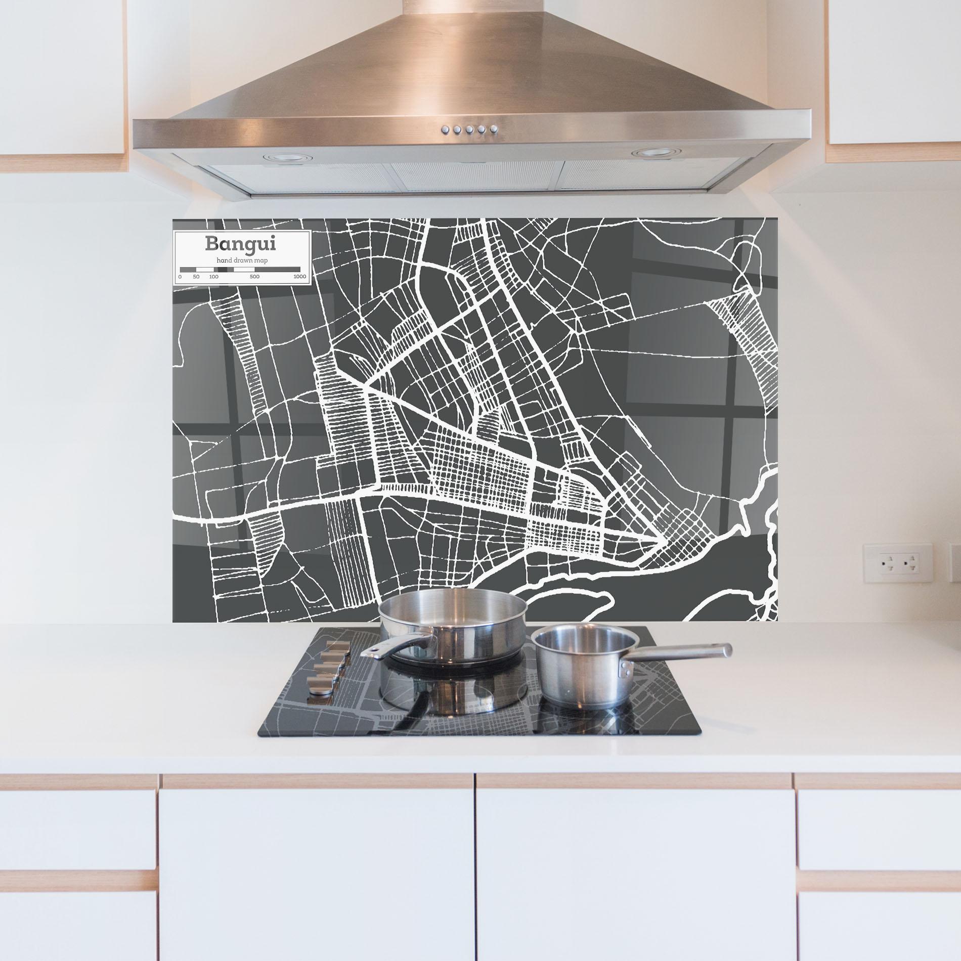 Küchenrückwand Glas Bangui Map mockup 5