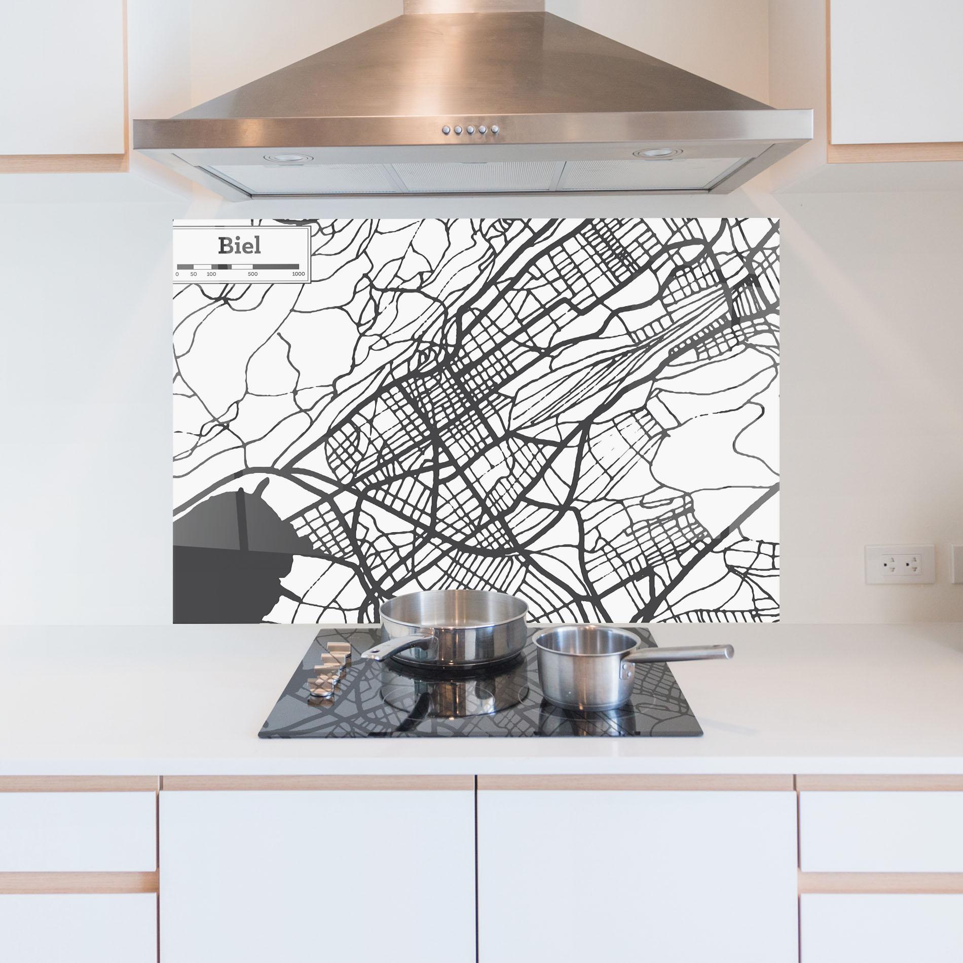 Küchenrückwand Glas Biel Map mockup 5