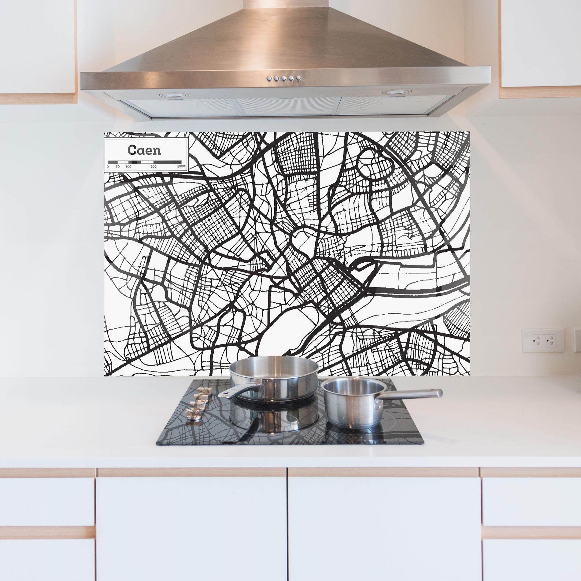 Küchenrückwand Glas Caen Map mockup 5