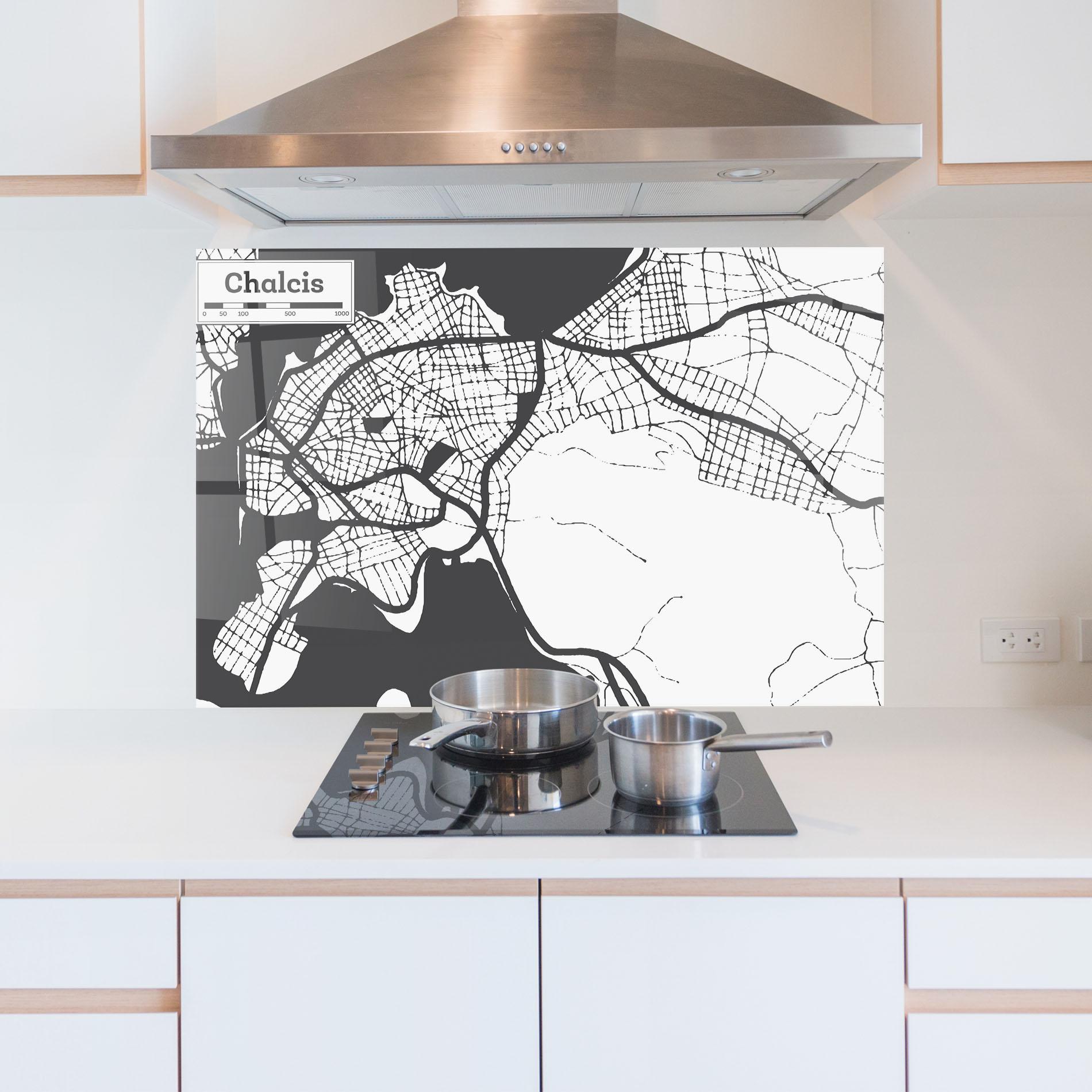 Küchenrückwand Glas Chalcis Map mockup 5