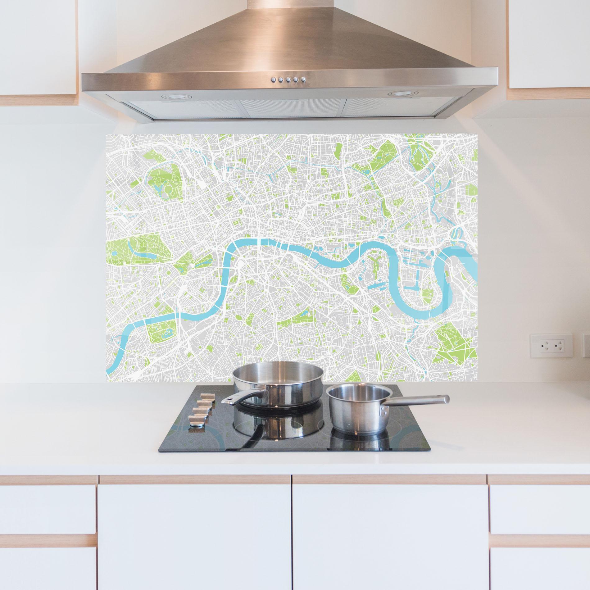 Küchenrückwand Glas City Color Map mockup 5