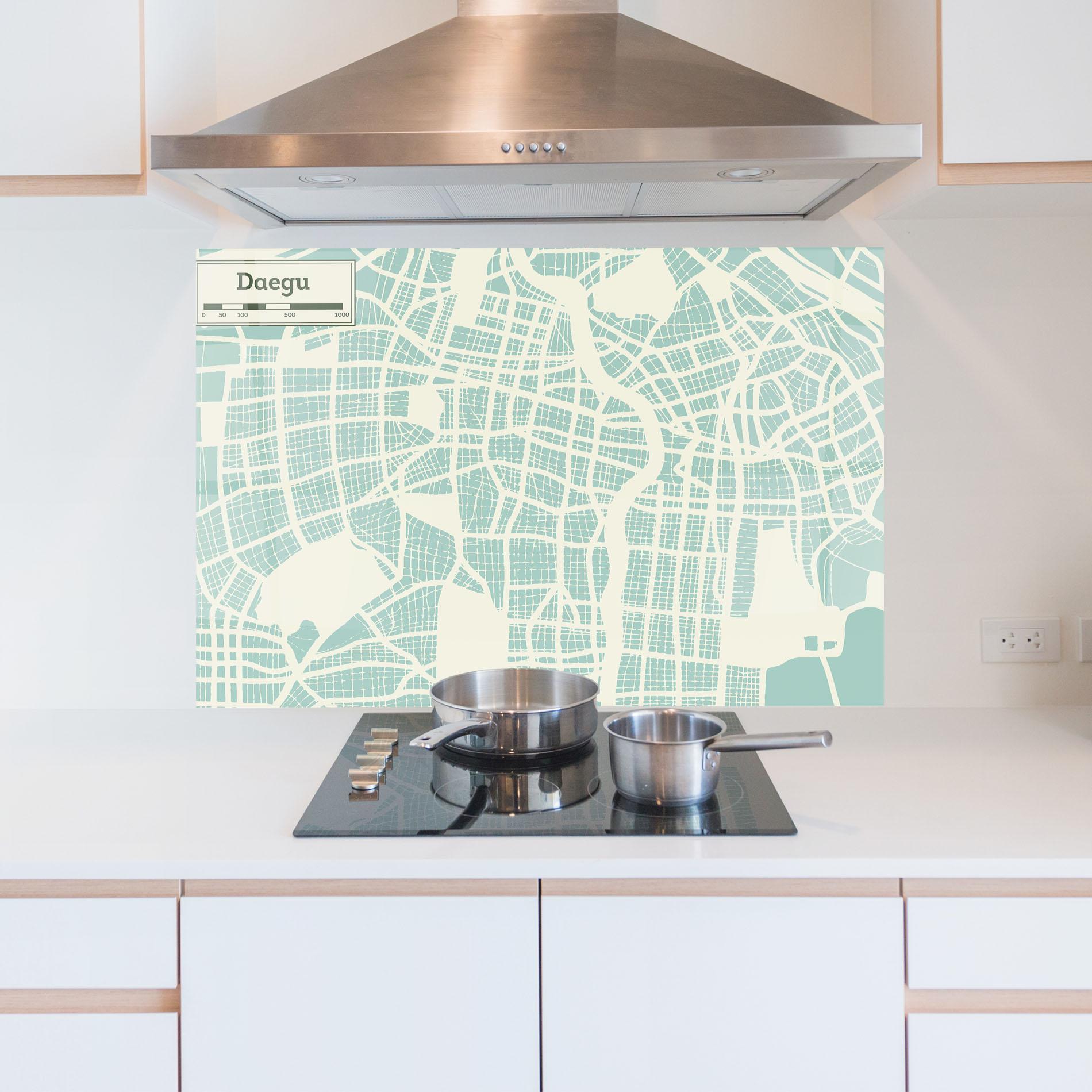 Küchenrückwand Glas Daegu Map mockup 5