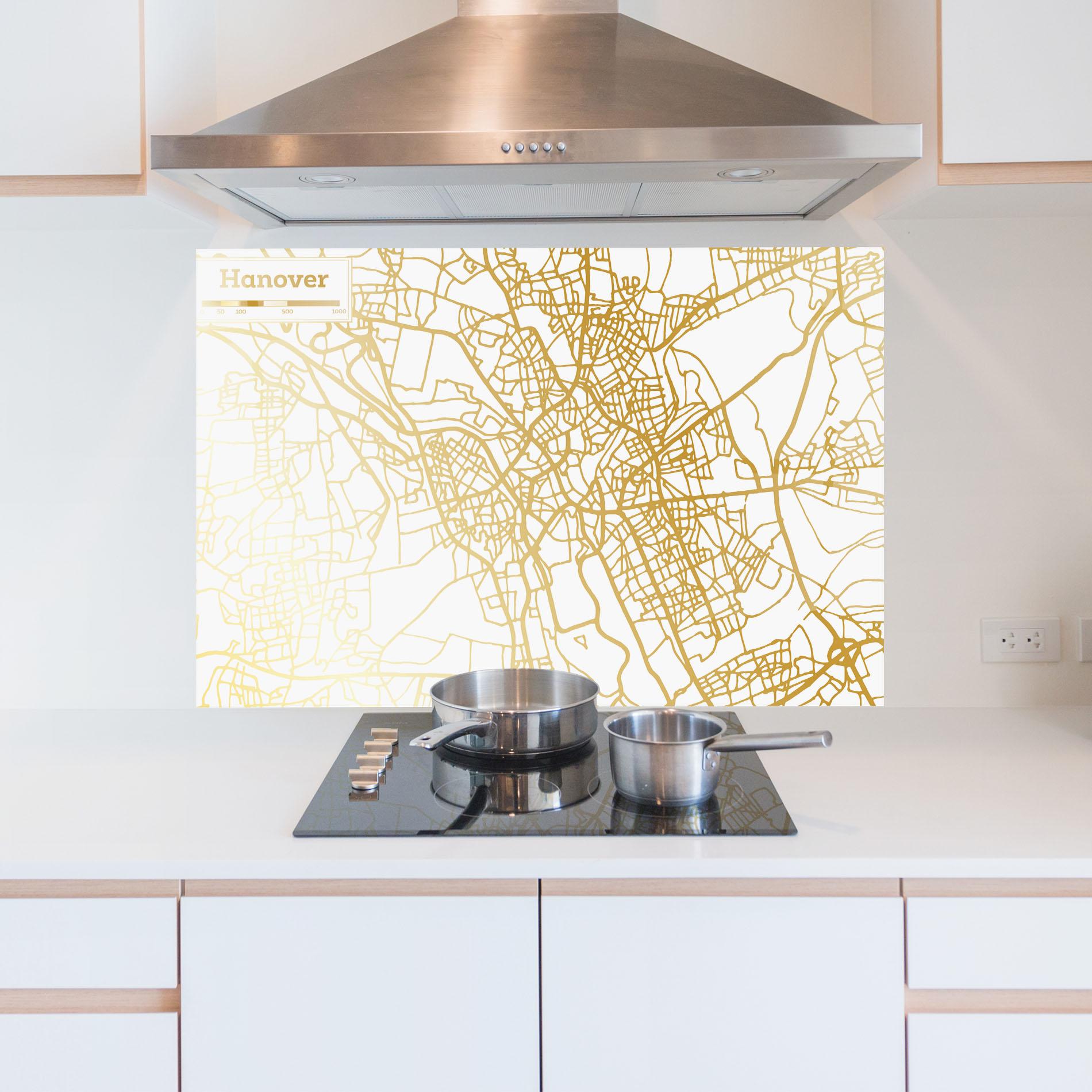 Küchenrückwand Glas Hanover Gold Map mockup 5