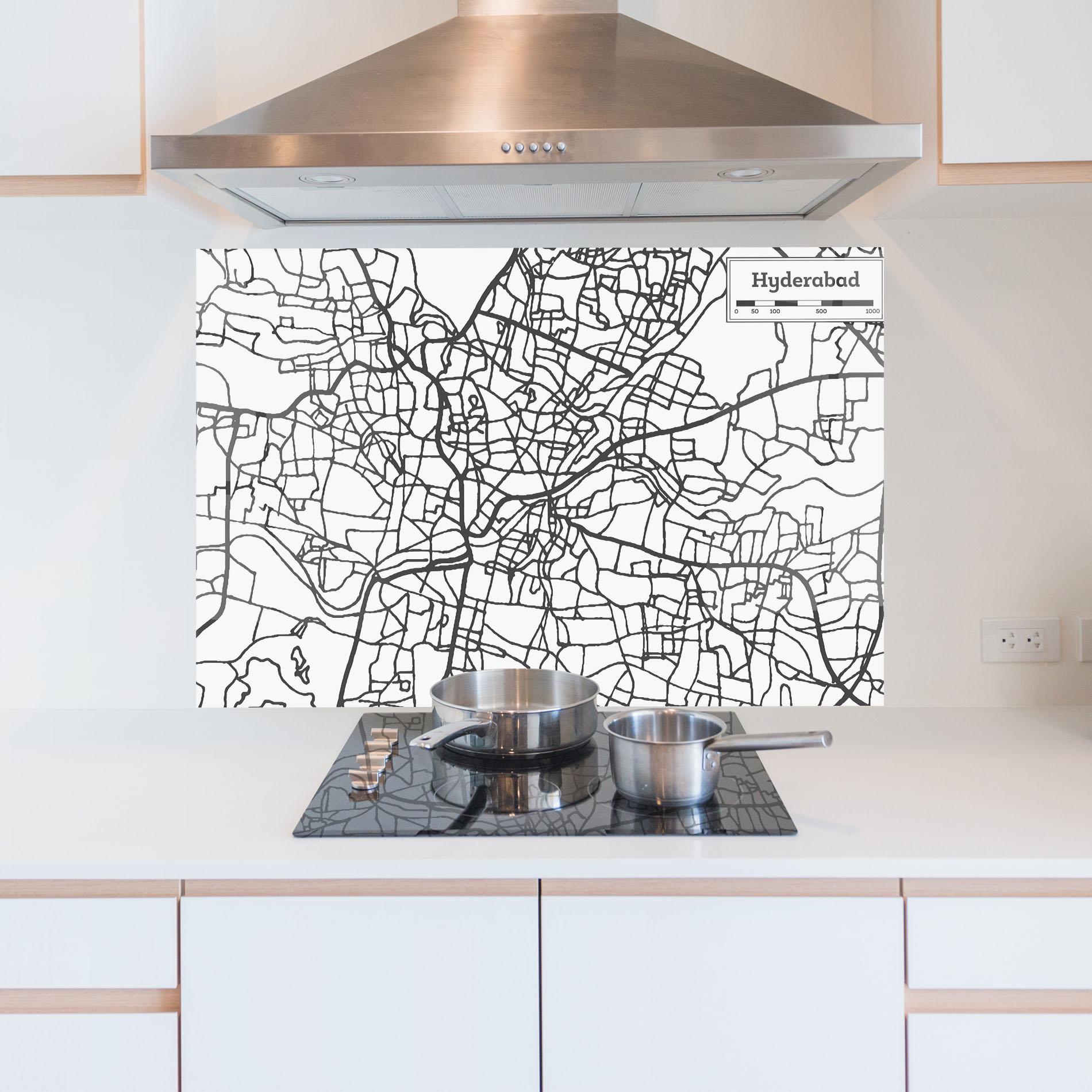 Küchenrückwand Glas Hyderabad Map mockup 5