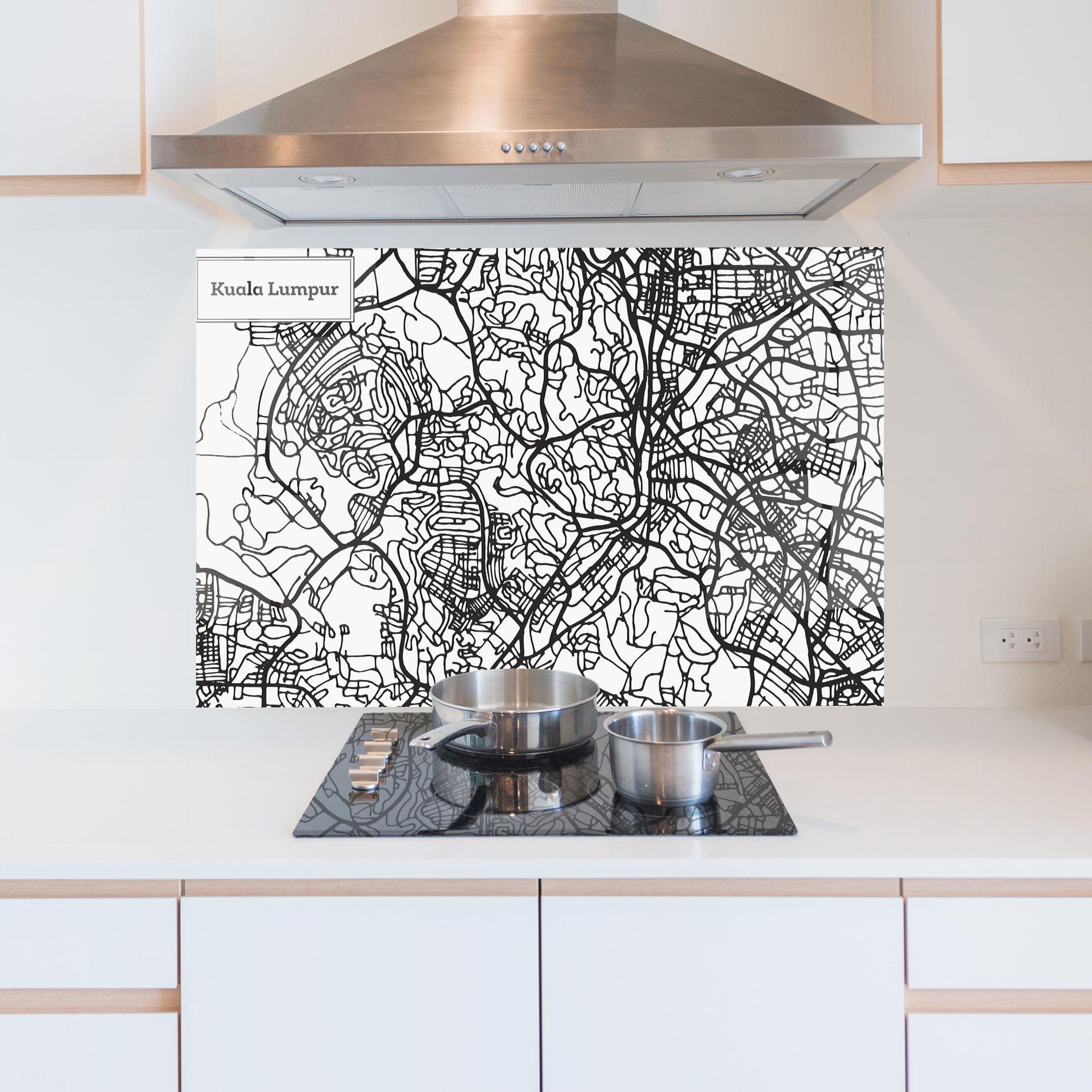 Küchenrückwand Glas Kuala Lumpur Map mockup 5