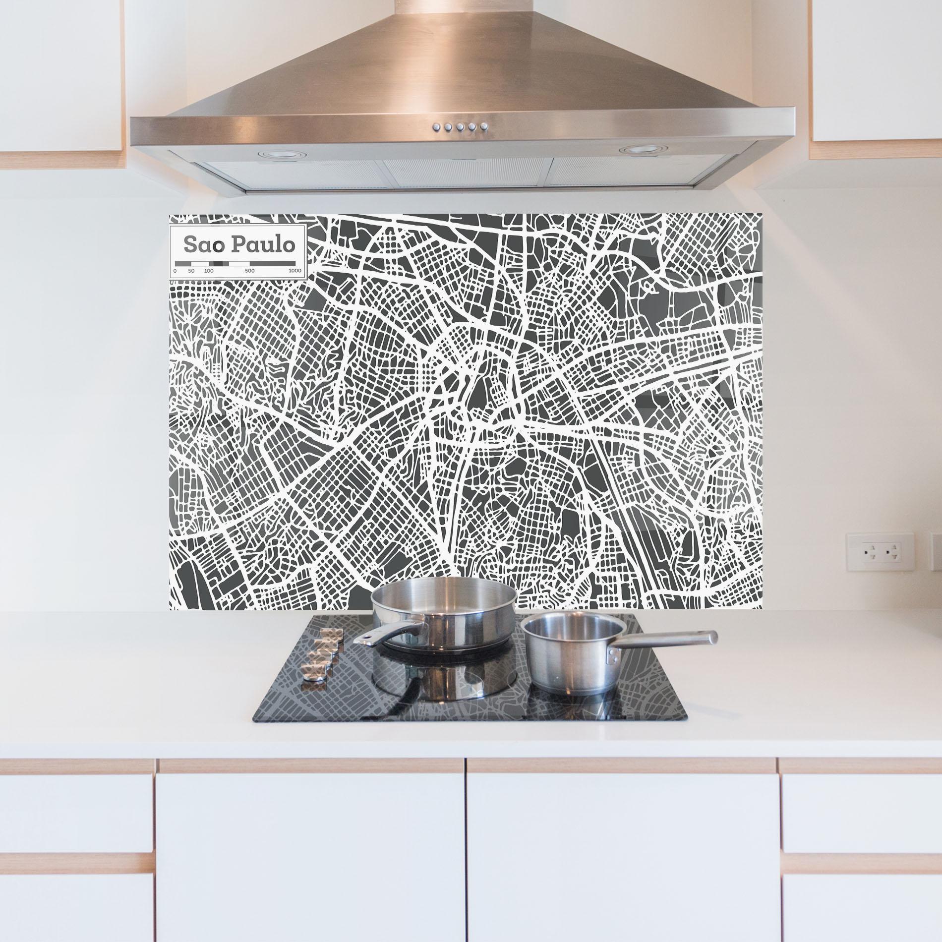 Küchenrückwand Glas Sao Paulo Map mockup 5