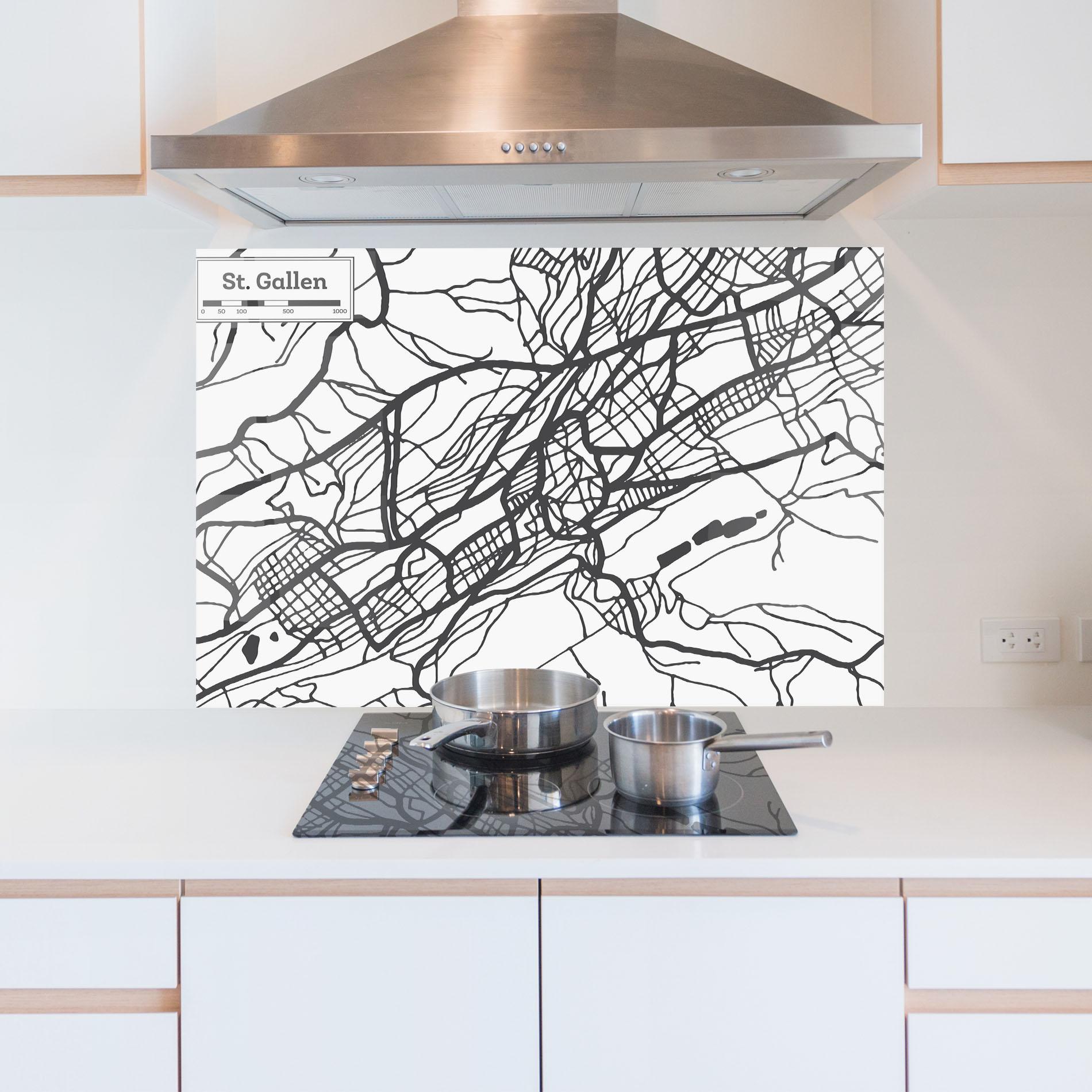 Küchenrückwand Glas St Gallen Map mockup 5