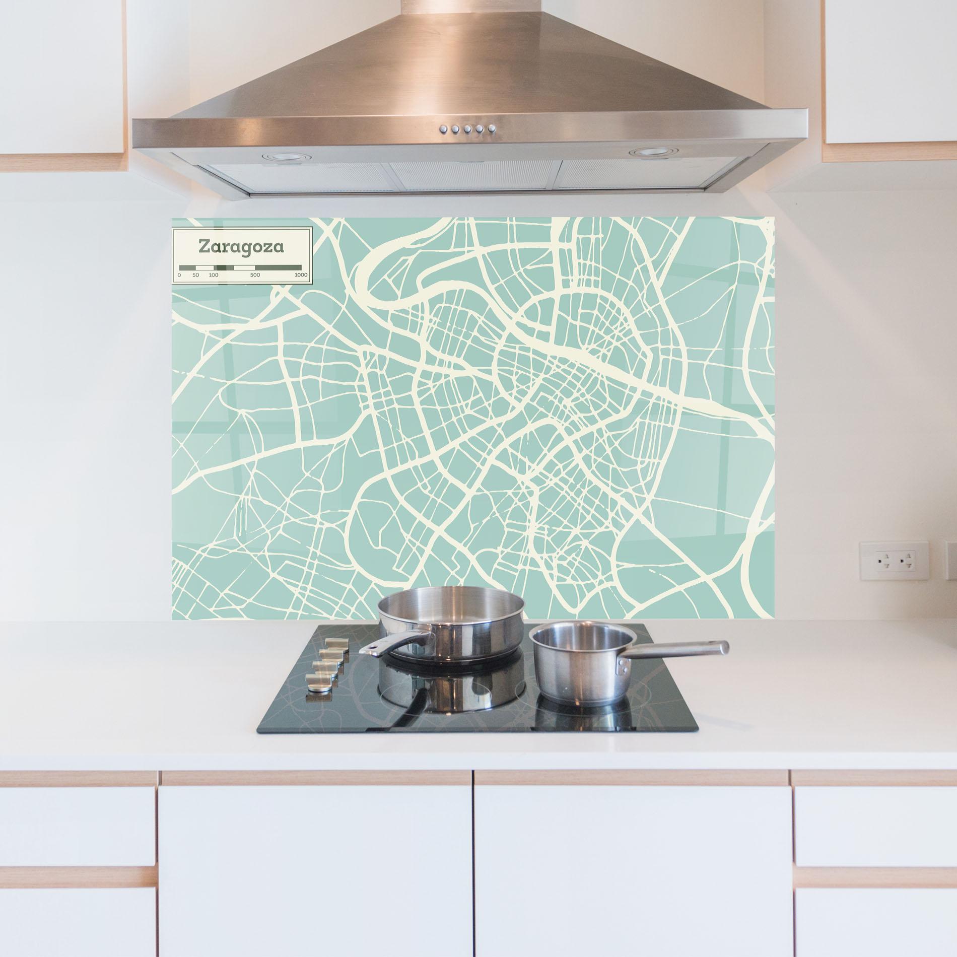 Küchenrückwand Glas Zaragoza Map mockup 5