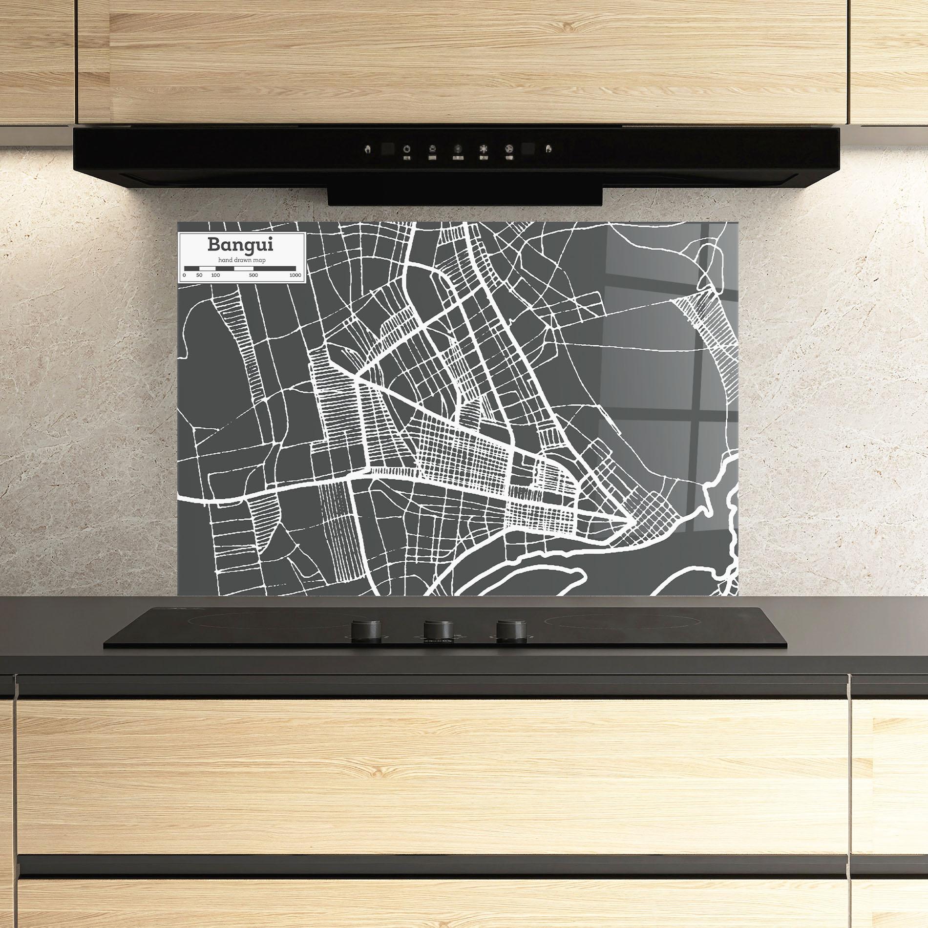 Küchenrückwand Glas Bangui Map mockup 3