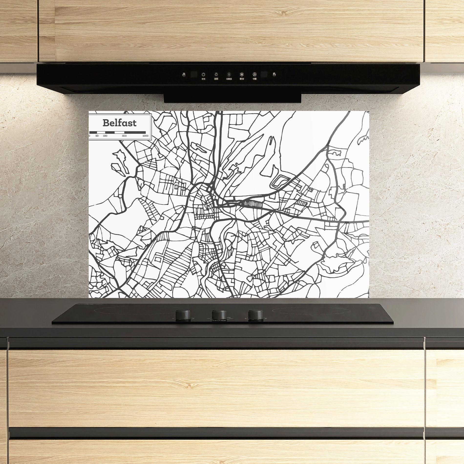 Küchenrückwand Glas Belfast Map mockup 3