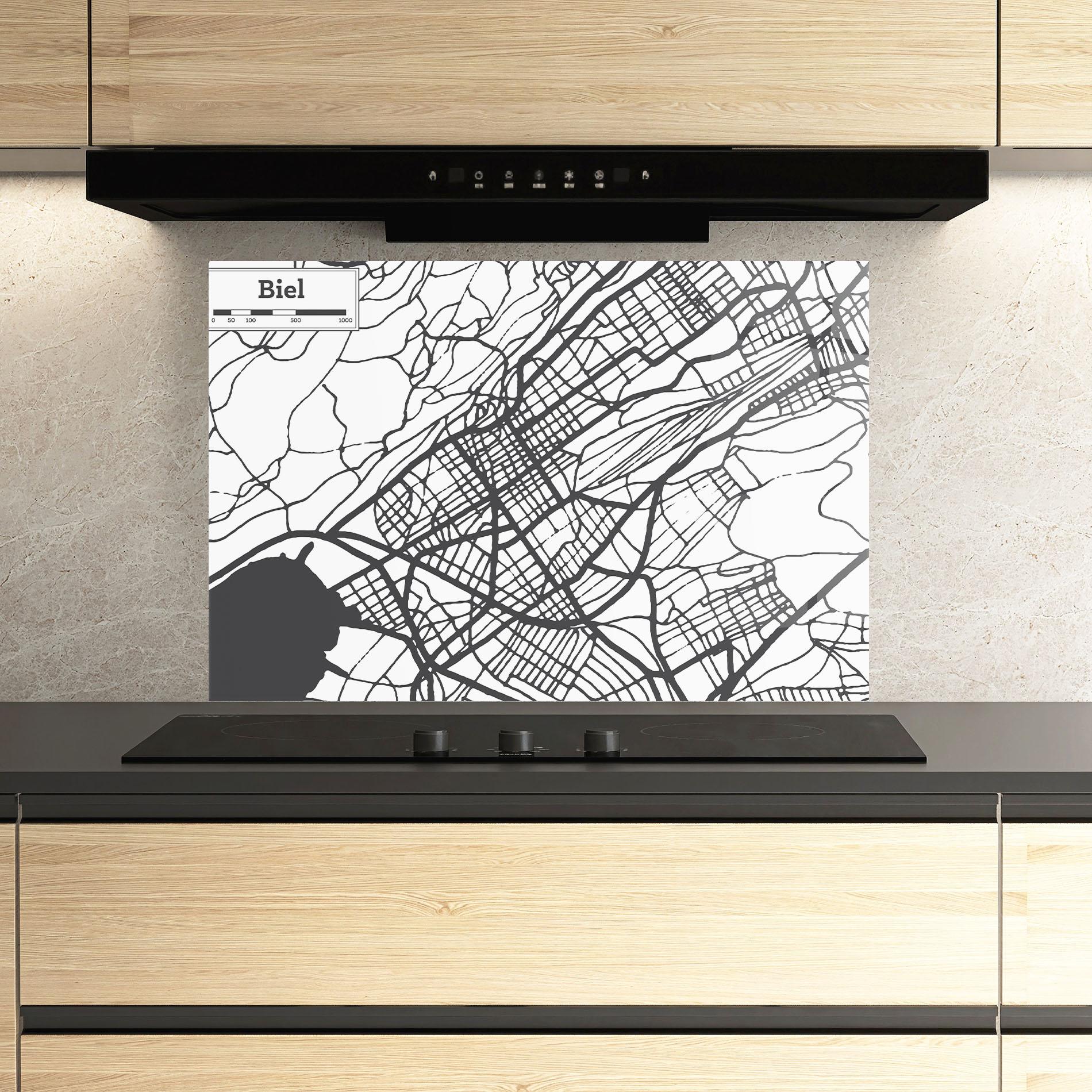 Küchenrückwand Glas Biel Map mockup 3