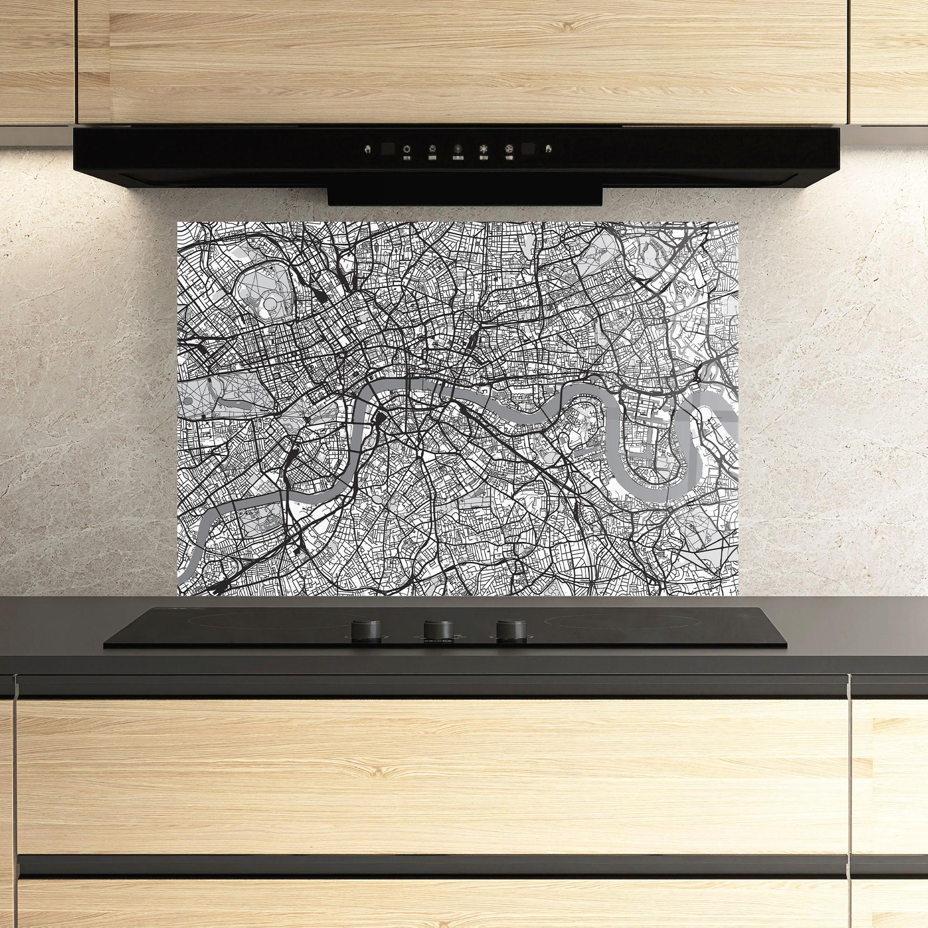 Küchenrückwand Glas City Map mockup 3