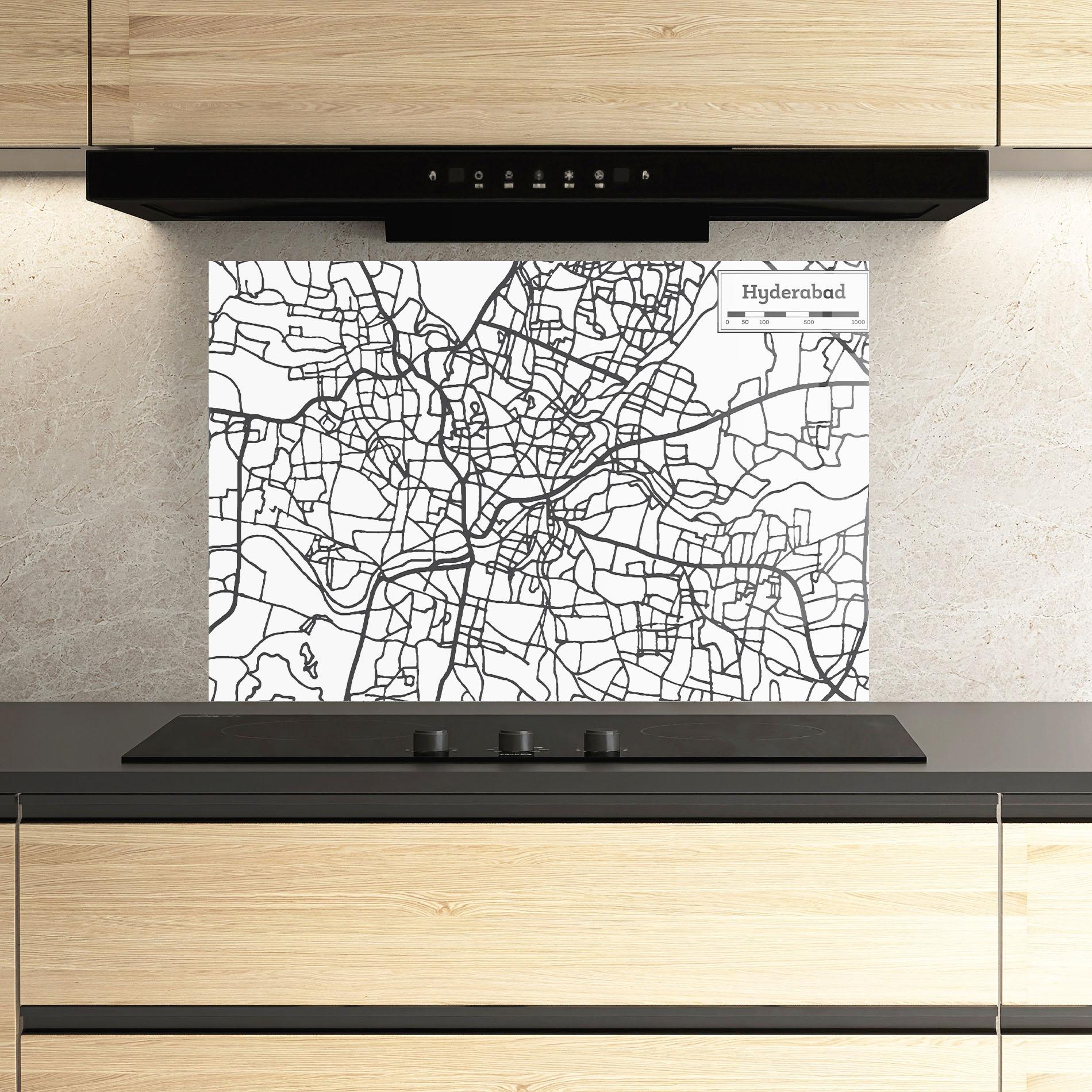 Küchenrückwand Glas Hyderabad Map mockup 3