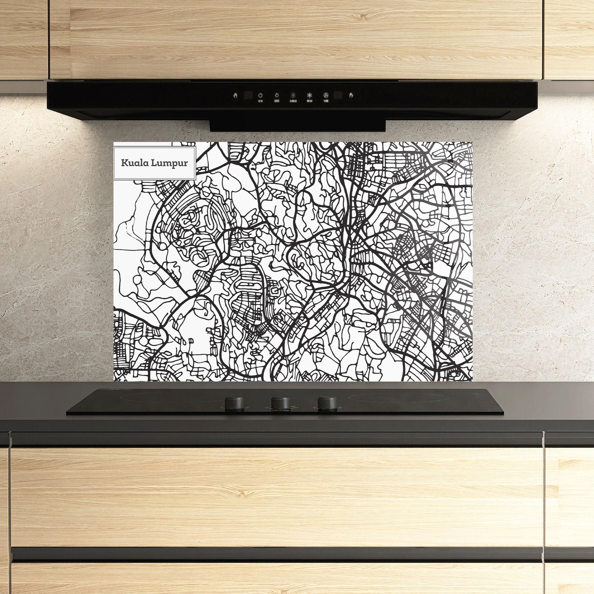 Küchenrückwand Glas Kuala Lumpur Map mockup 3