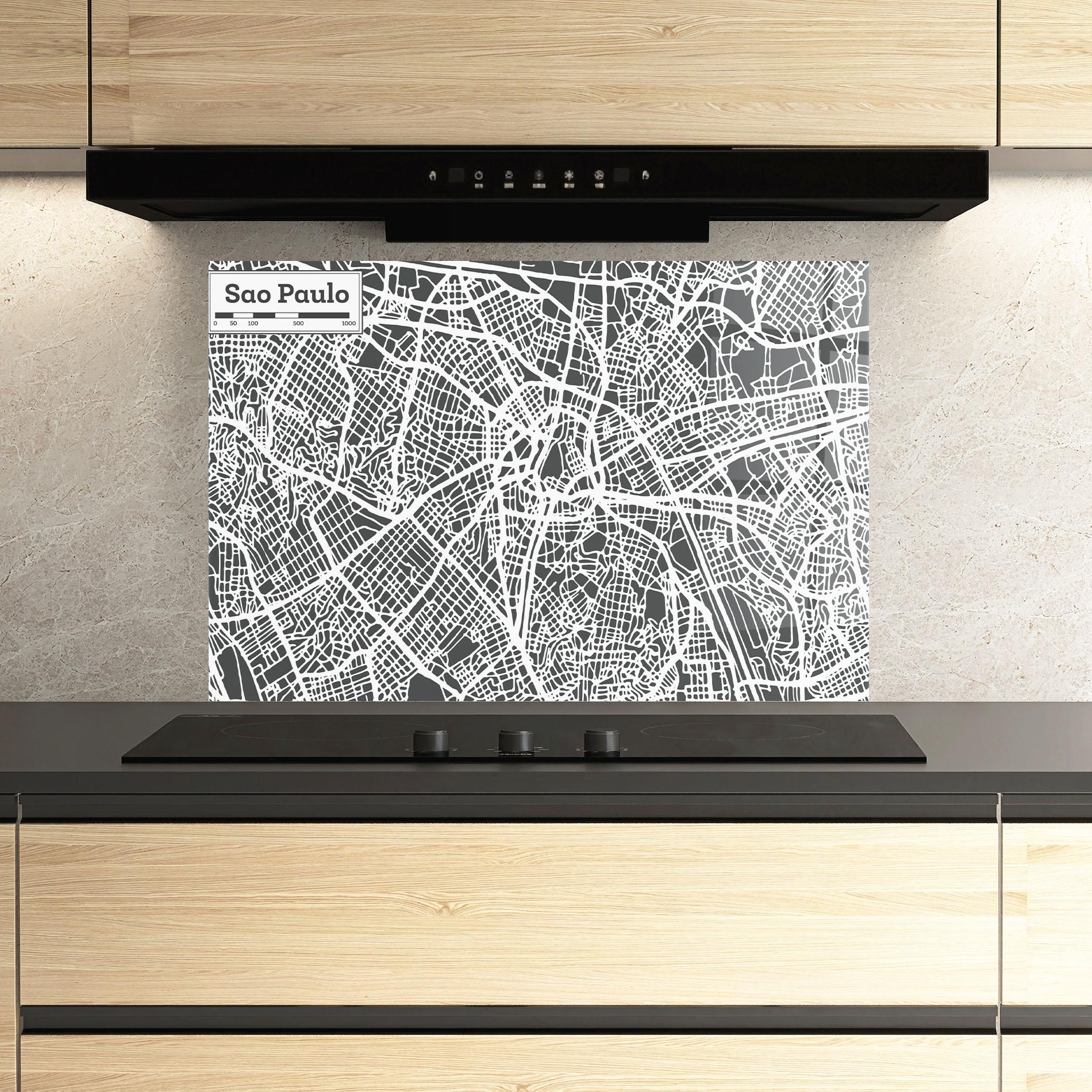 Küchenrückwand Glas Sao Paulo Map mockup 3
