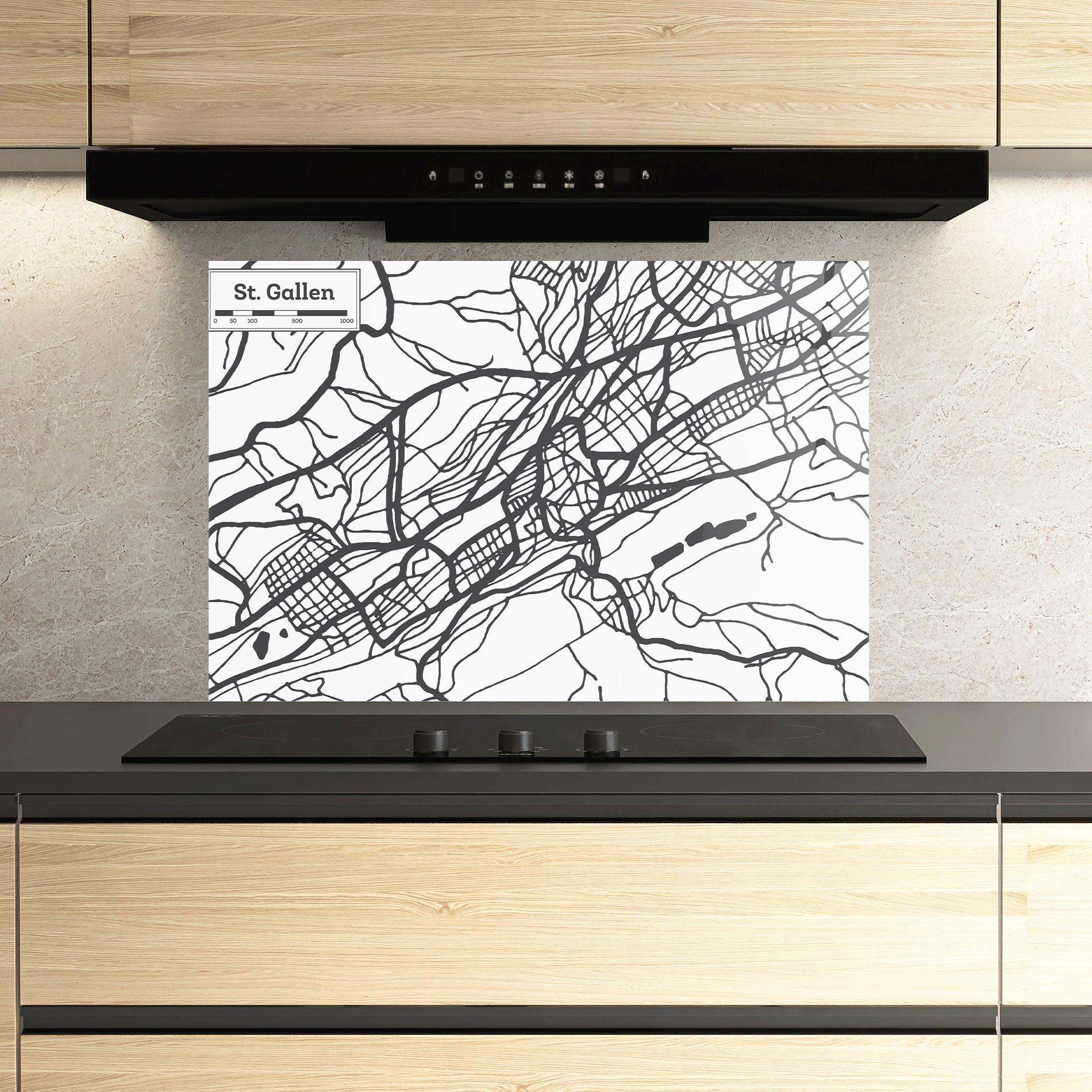 Küchenrückwand Glas St Gallen Map mockup 3