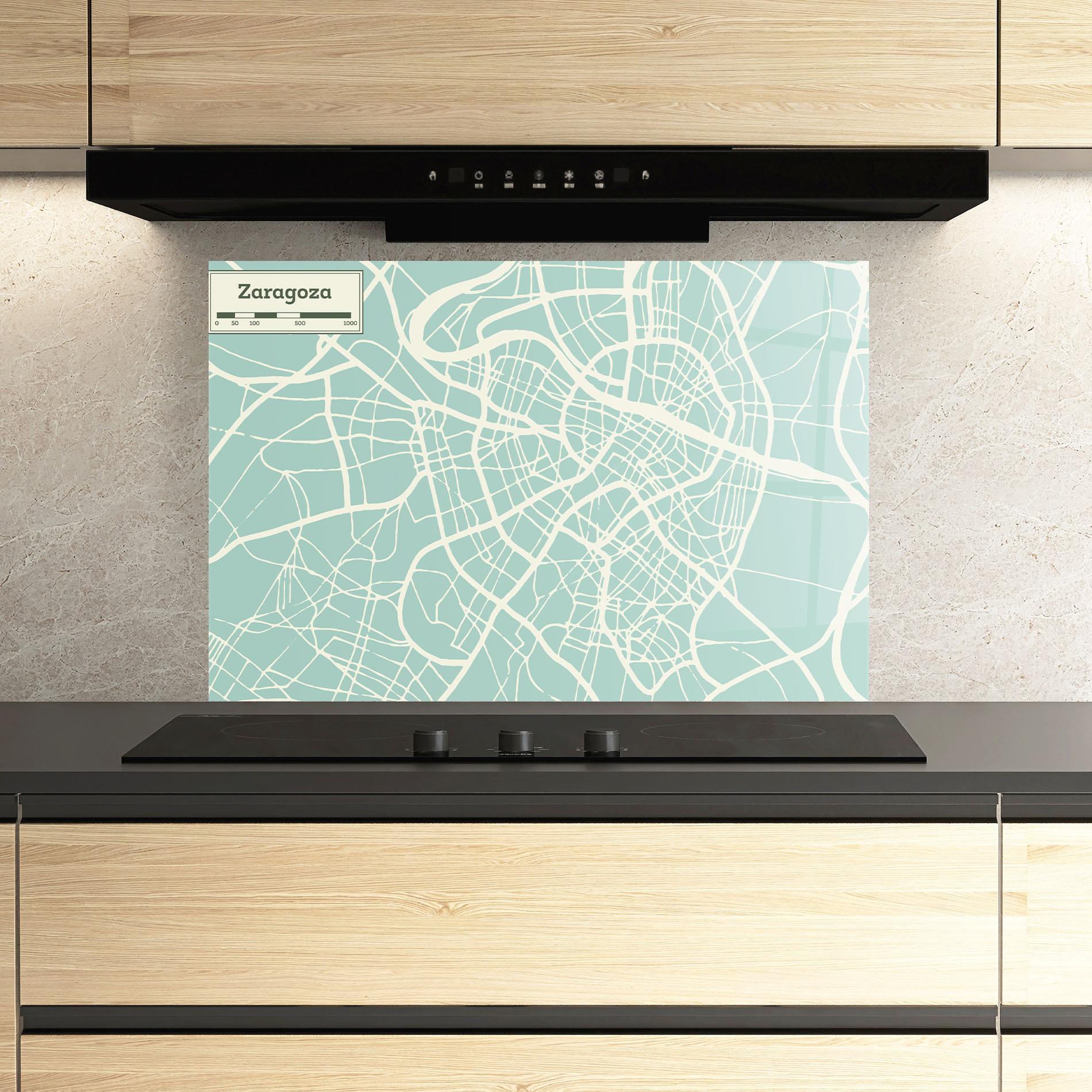 Küchenrückwand Glas Zaragoza Map mockup 3