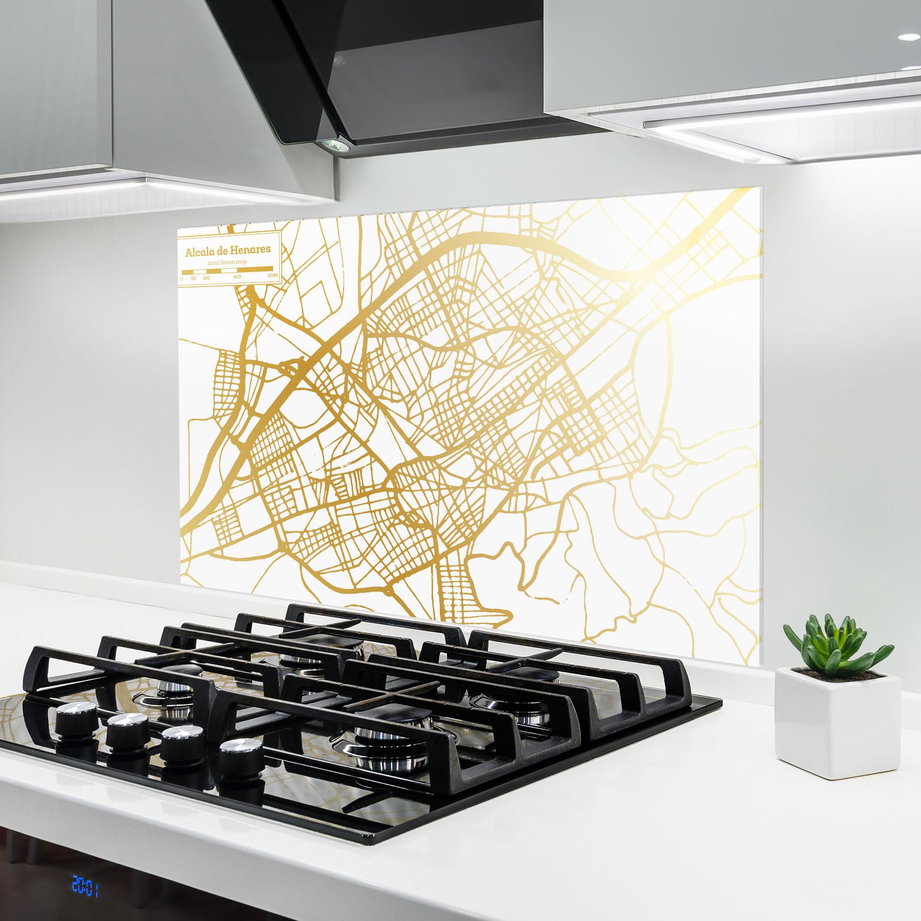 Küchenrückwand Glas Alcala De Henares Map mockup 6