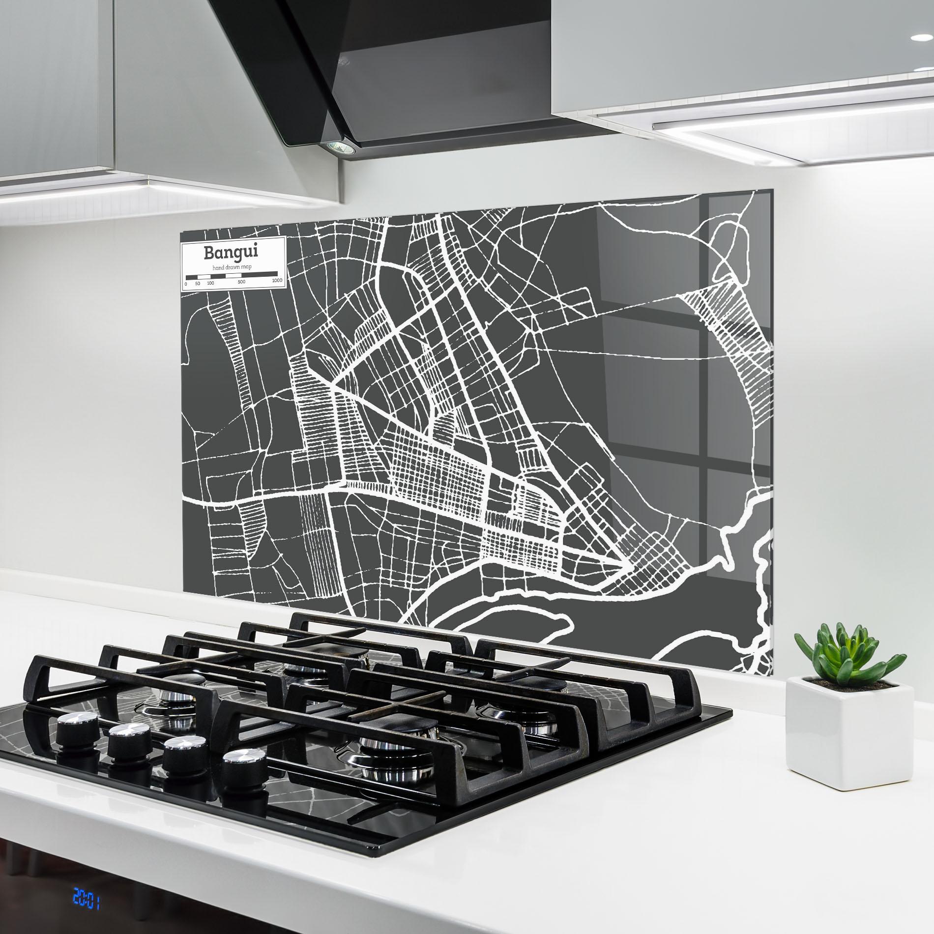 Küchenrückwand Glas Bangui Map mockup 6