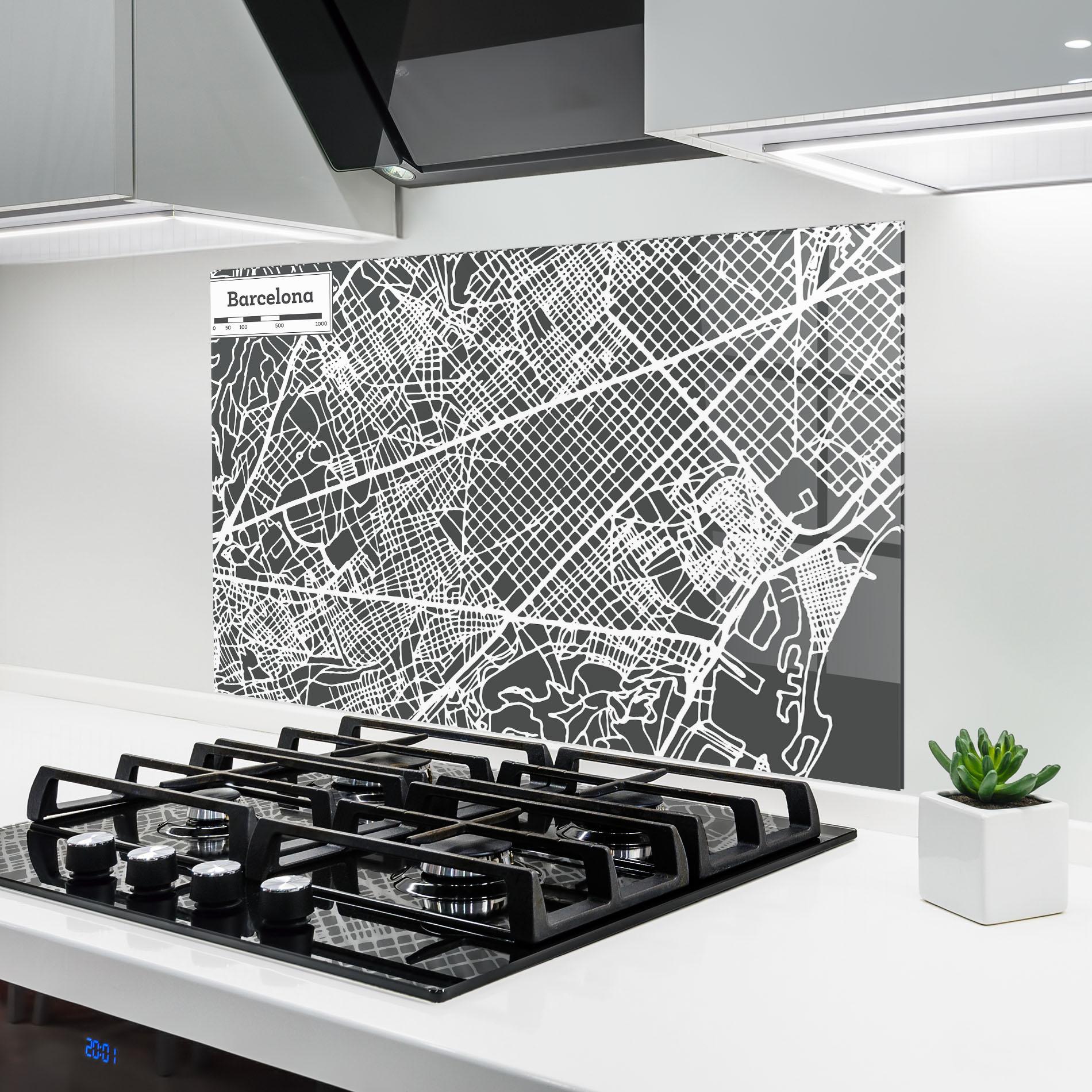 Küchenrückwand Glas Barcelona Map mockup 6