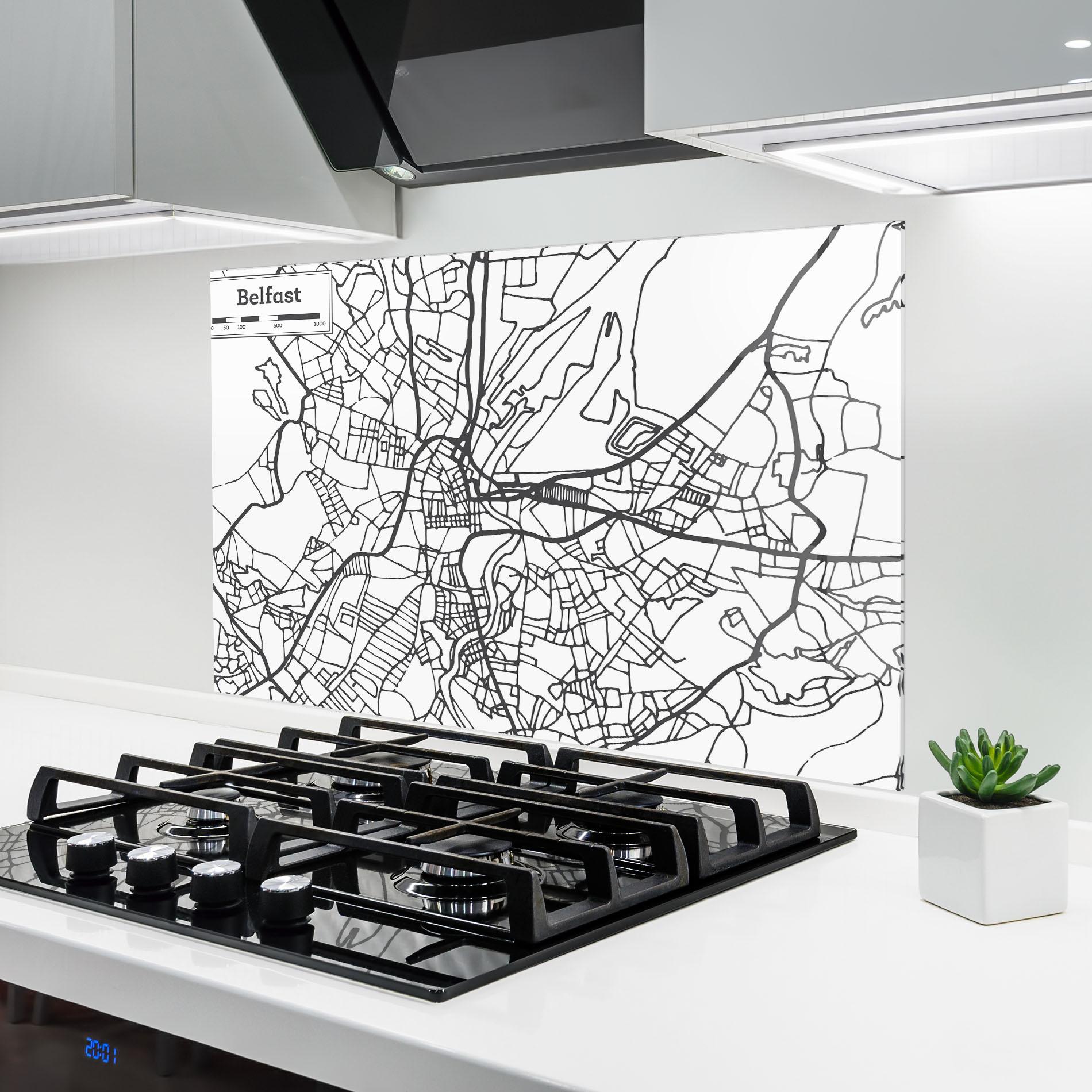 Küchenrückwand Glas Belfast Map mockup 6