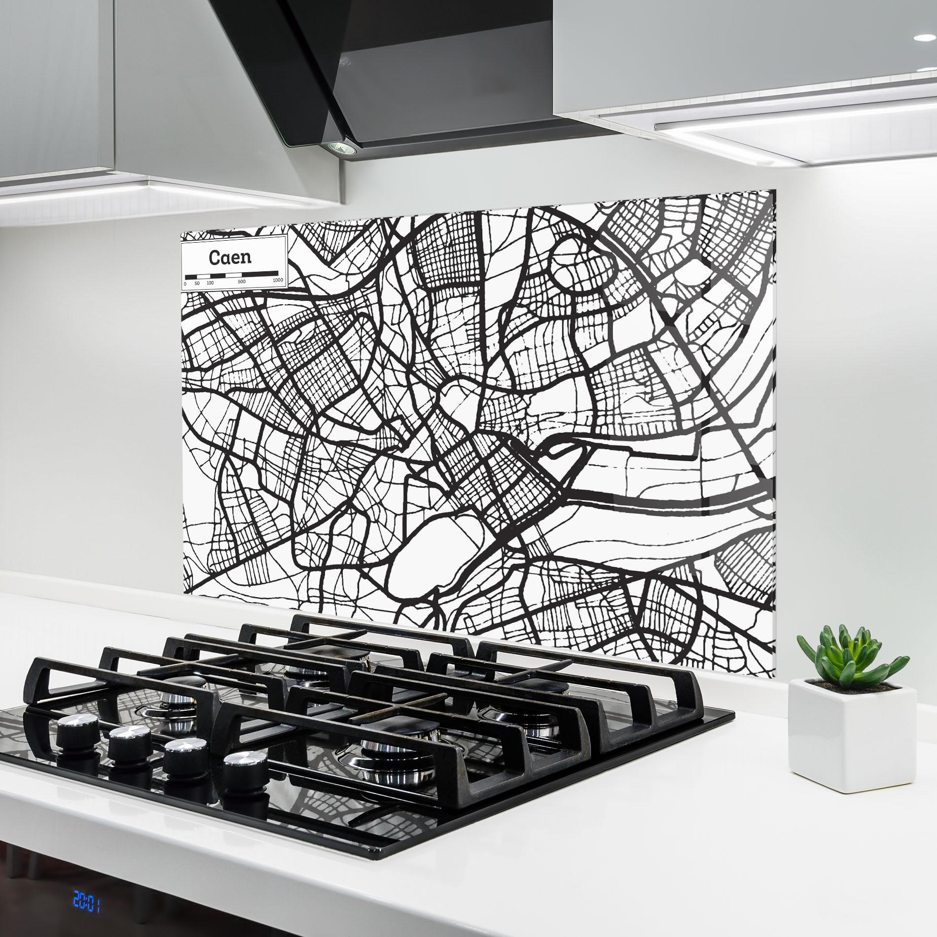 Küchenrückwand Glas Caen Map mockup 6
