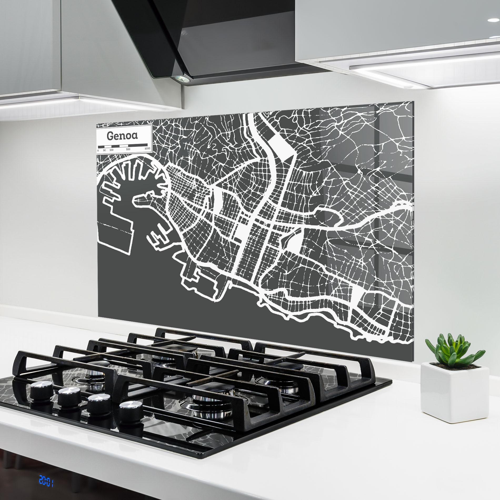 Küchenrückwand Glas Genoa Map mockup 6