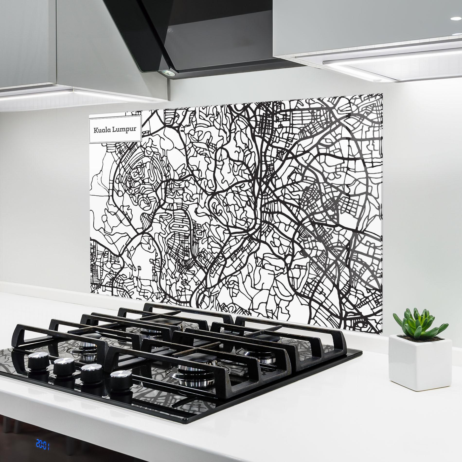 Küchenrückwand Glas Kuala Lumpur Map mockup 6